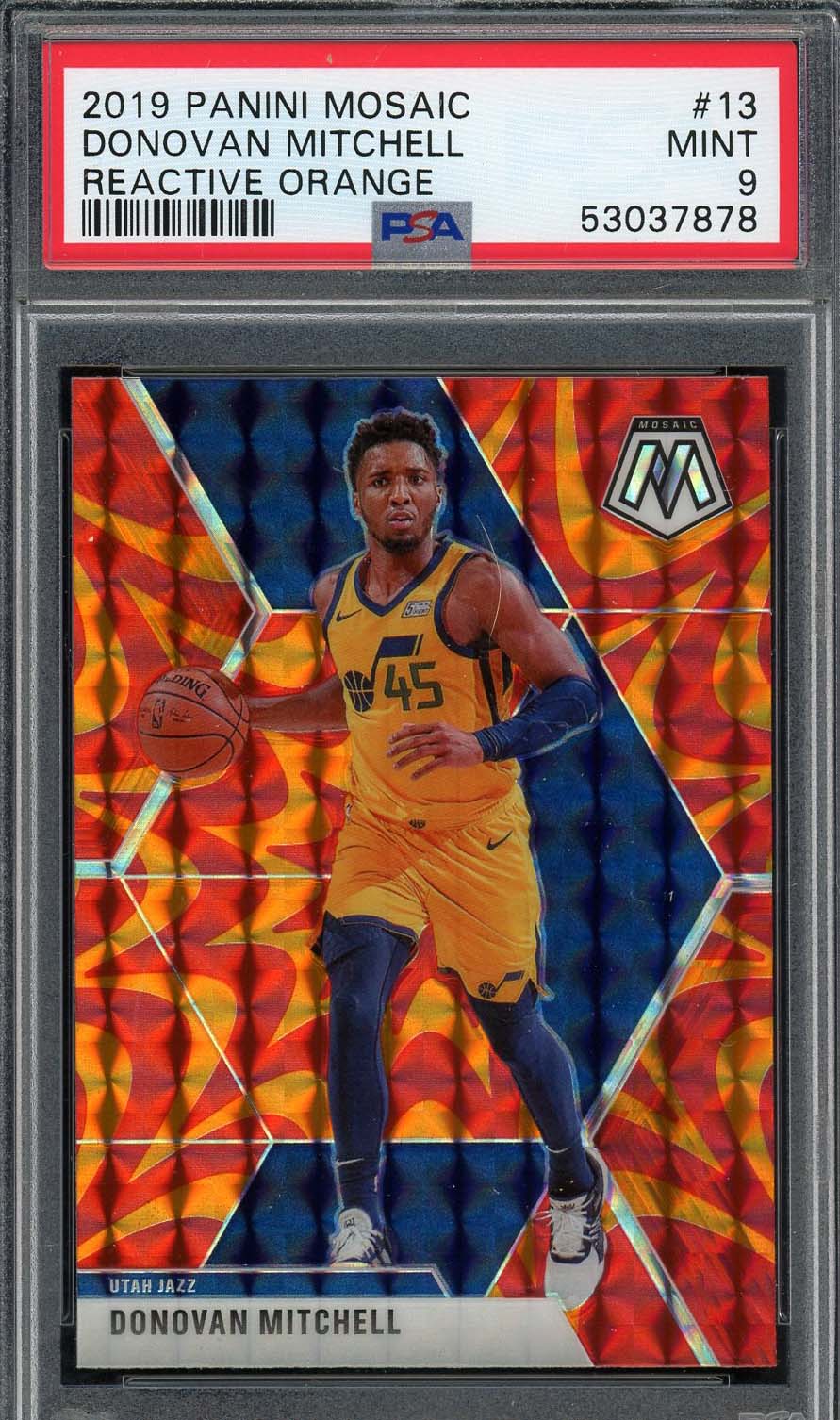 Donovan Mitchell 2019 Panini Mosaic Reactive Orange Basketball Card #13 PSA 9 Donovan Mitchell 2019 Panini Mosaic Reactive Orange Basketball Card #13 PSA 9