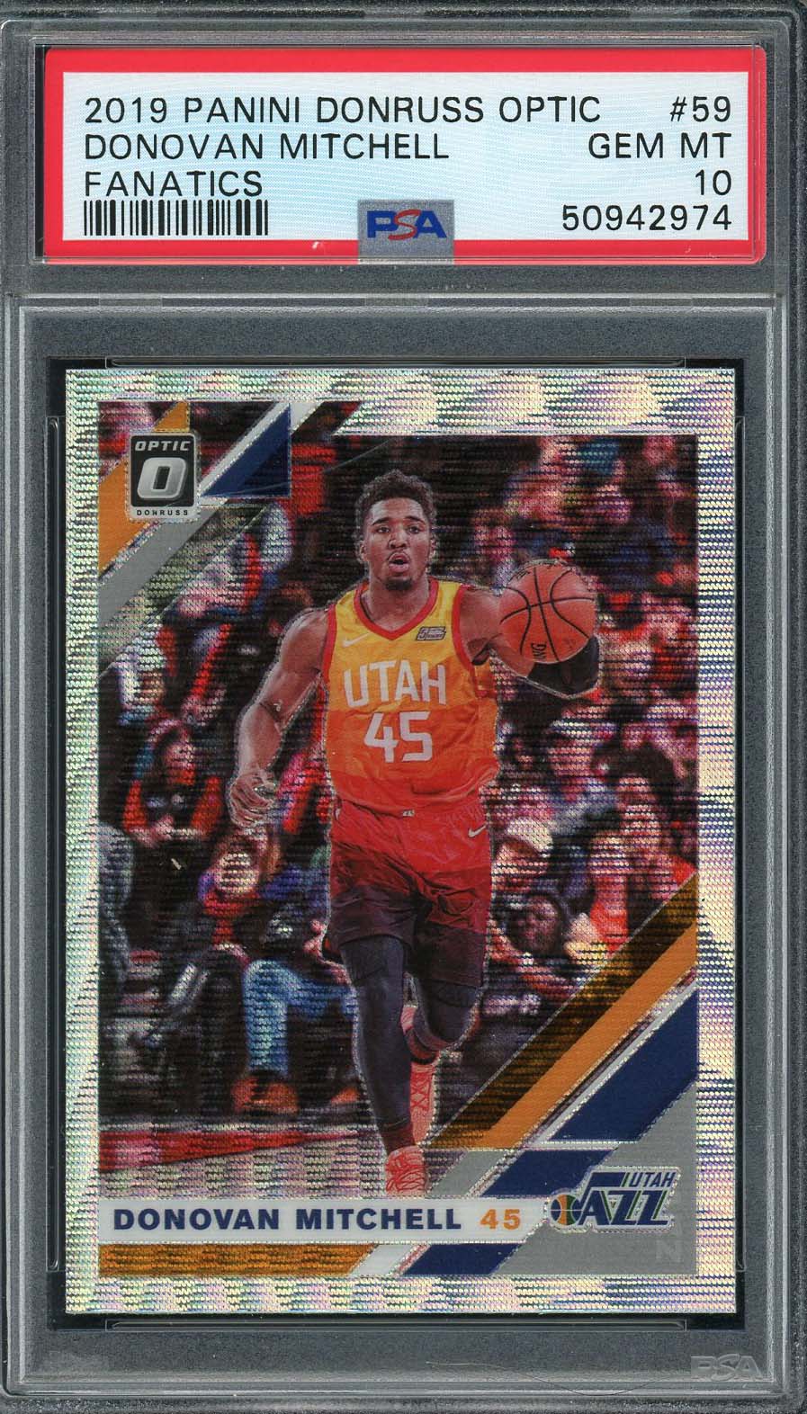 Donovan Mitchell 2019 Panini Donruss Optic Fanatics Basketball Card #59 PSA 10