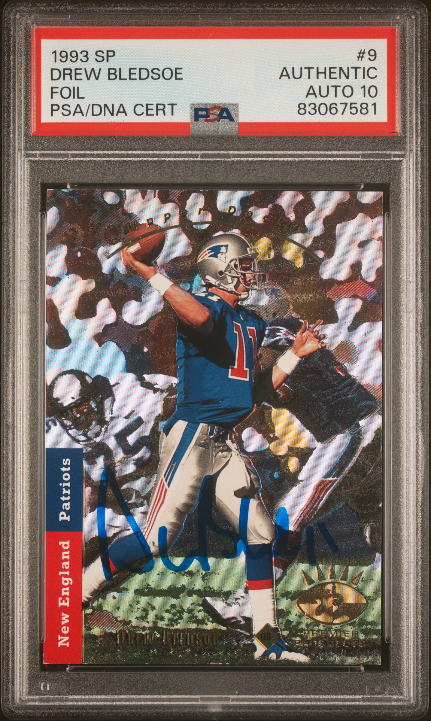 Drew Bledsoe 1993 Upper Deck SP Foil Signed Rookie Card #9 Auto PSA 10 83067581