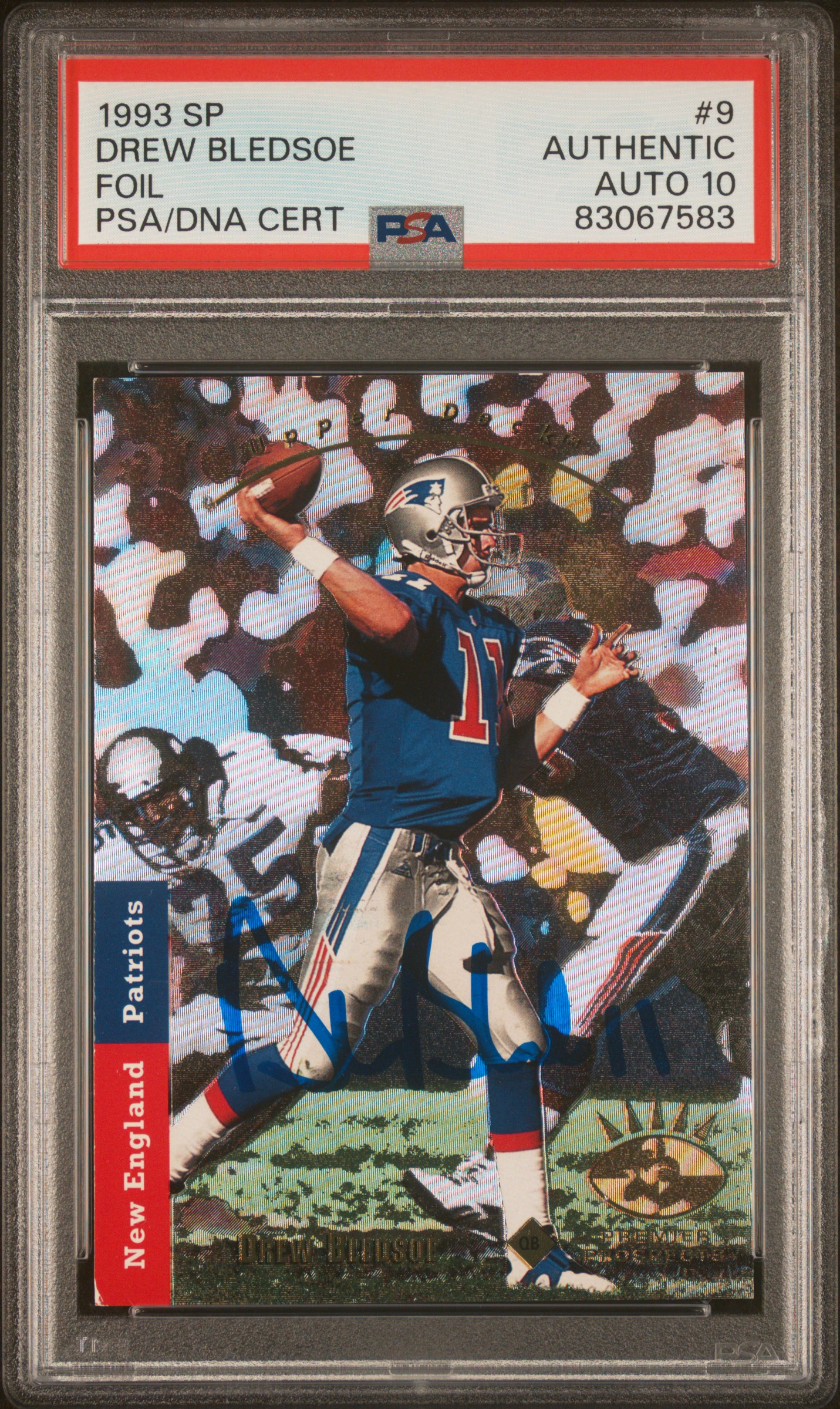 Drew Bledsoe 1993 Upper Deck SP Foil Signed Rookie Card #9 Auto PSA 10 83067583