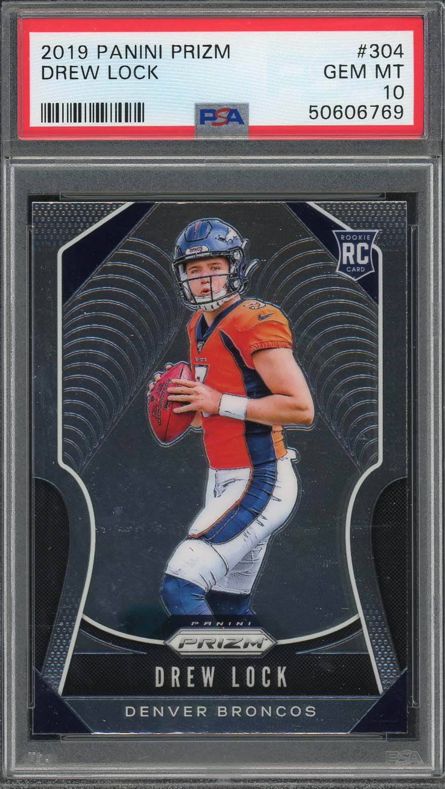 Drew Lock 2019 Panini Prizm Football Rookie Card #304 PSA 10 Drew Lock 2019 Panini Prizm Football Rookie Card #304 PSA 10