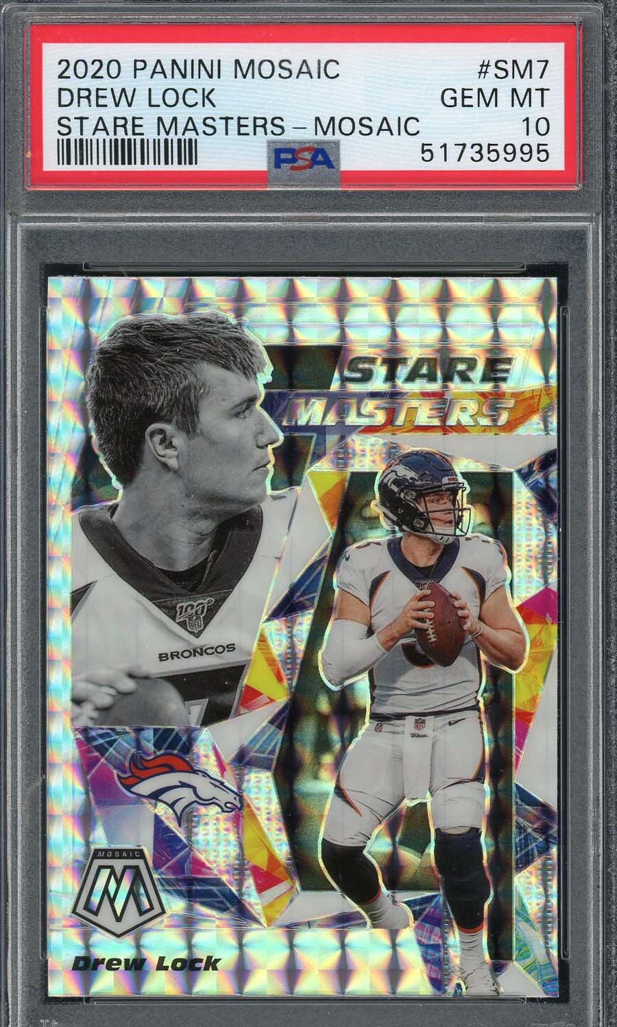 Drew Lock 2020 Panini Mosaic Stare Masters Football Card #SM7 PSA 10 Drew Lock 2020 Panini Mosaic Stare Masters Football Card #SM7 PSA 10