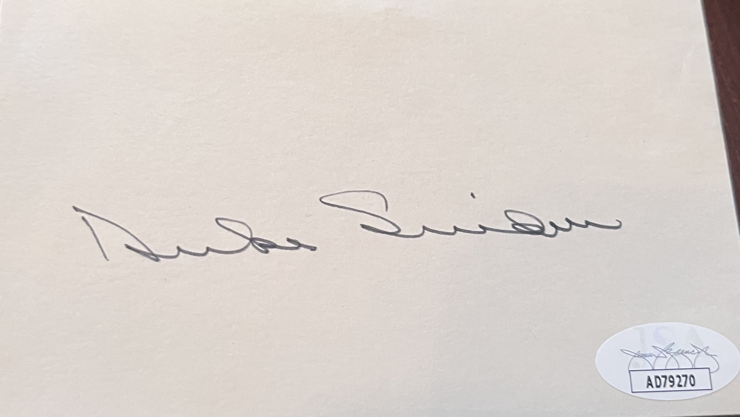 Duke Snider Autographed 3x5 Signed Index Card Photo JSA COA