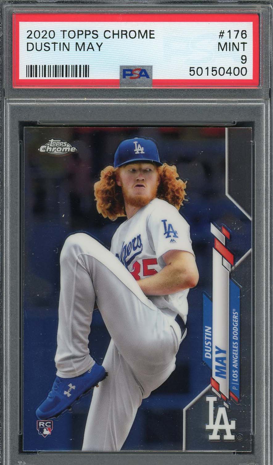Dustin May 2020 Topps Chrome Baseball Rookie Card RC #176 Graded PSA 9 MINT