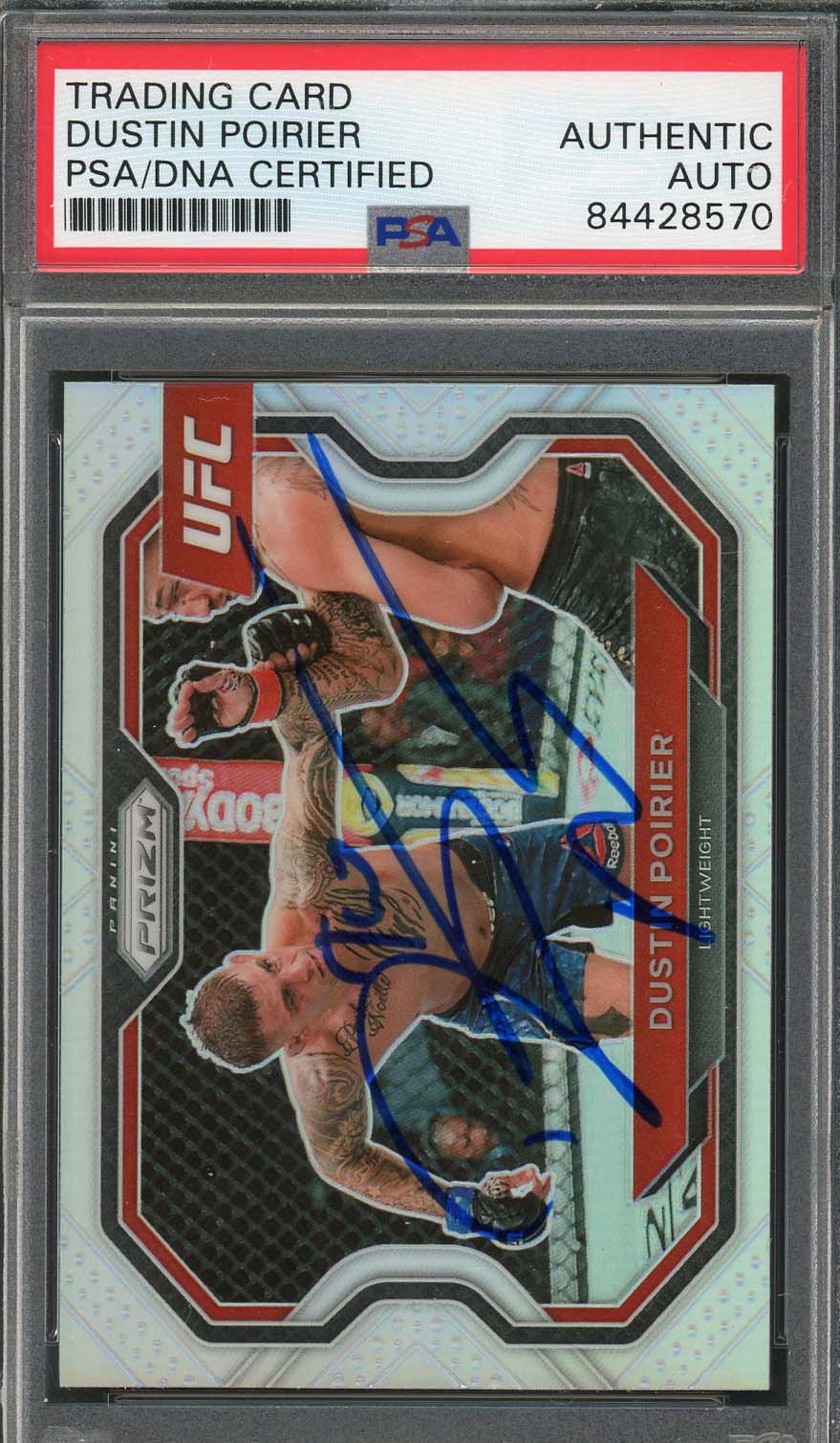 Dustin Poirier Autographed 2021 Panini Silver Prizm Signed Card #128 PSA DNA