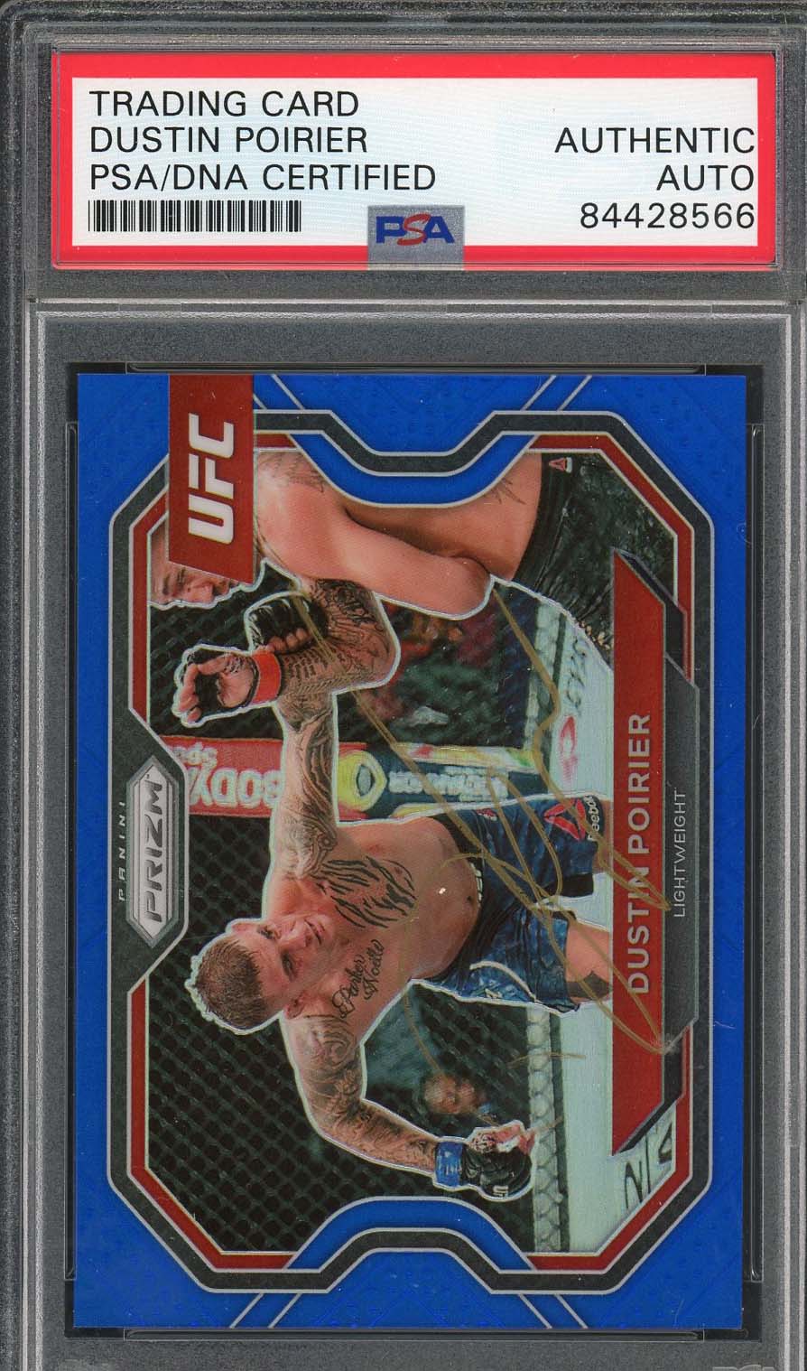 Dustin Poirier Autographed 2021 Panini Blue Prizm Signed Card #128 PSA DNA /199