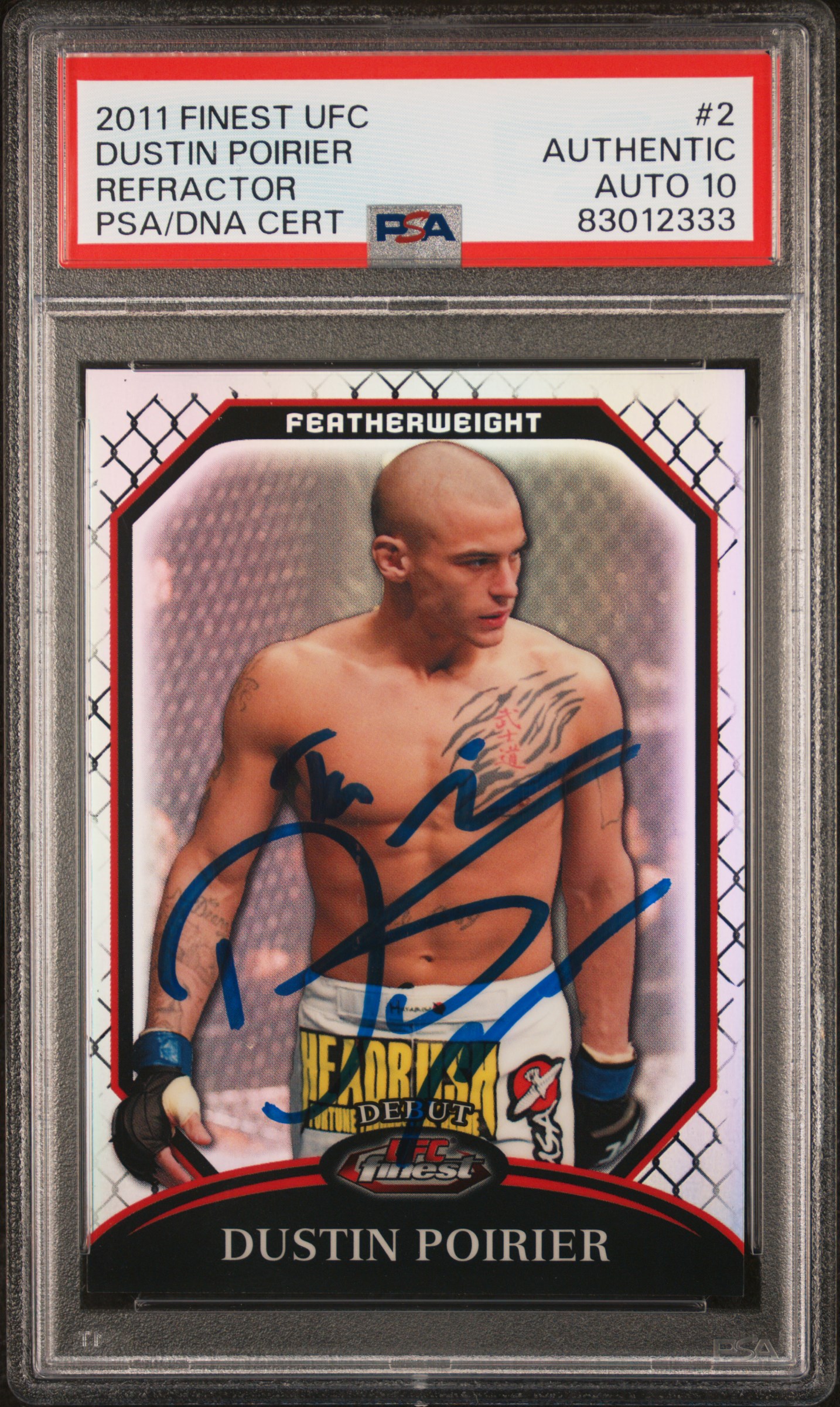Dustin Poirier 2011 Finest Refractor Signed Rookie Card #2 Auto PSA 10 315/888