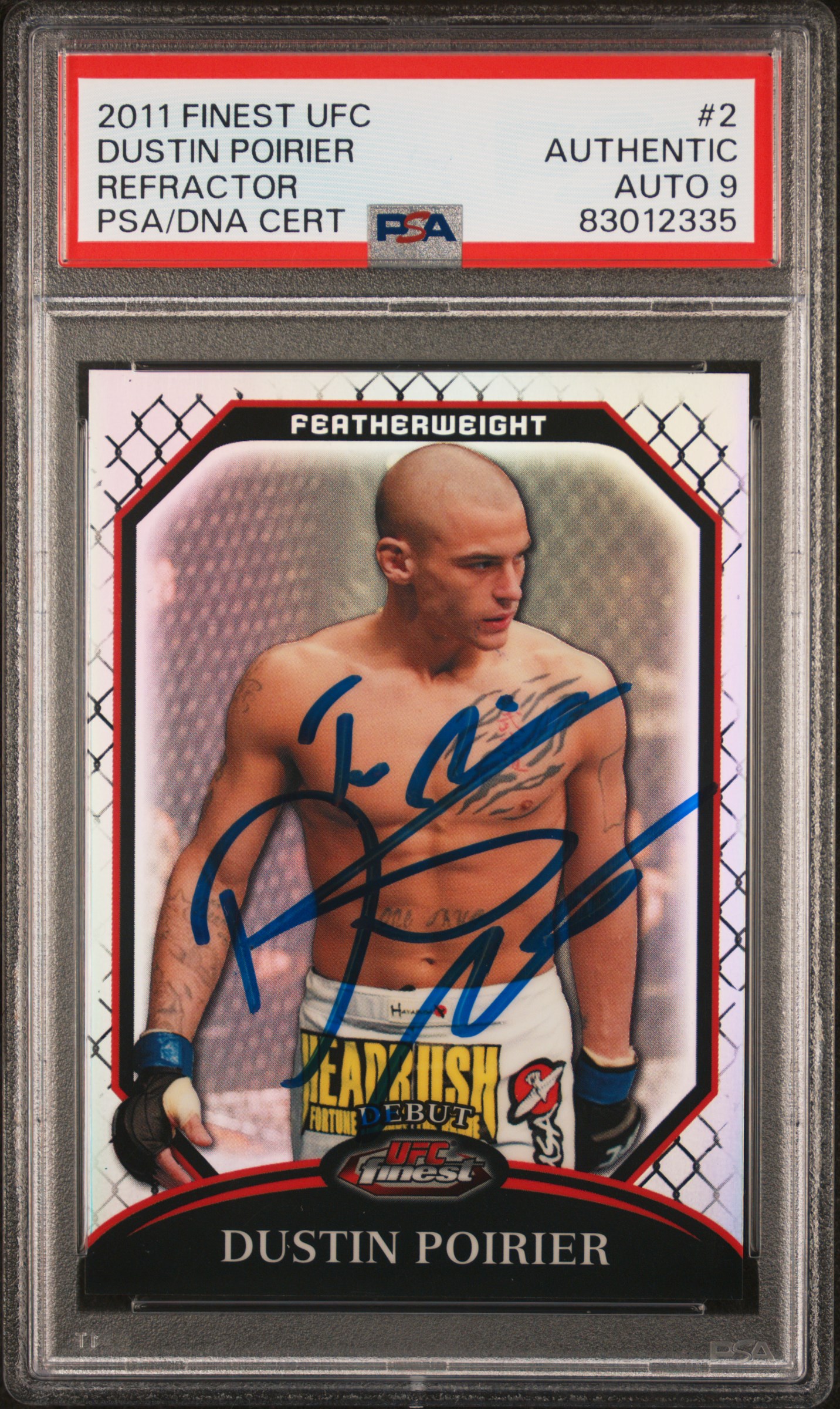 Dustin Poirier 2011 Finest Refractor Signed Rookie Card #2 Auto PSA 9 263/888