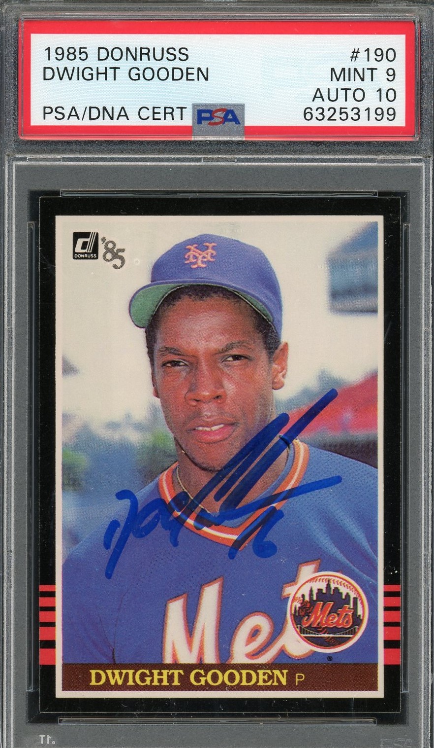 Dwight Gooden 1985 Donruss Signed Rookie Card #190 Auto Graded PSA 10 63253199