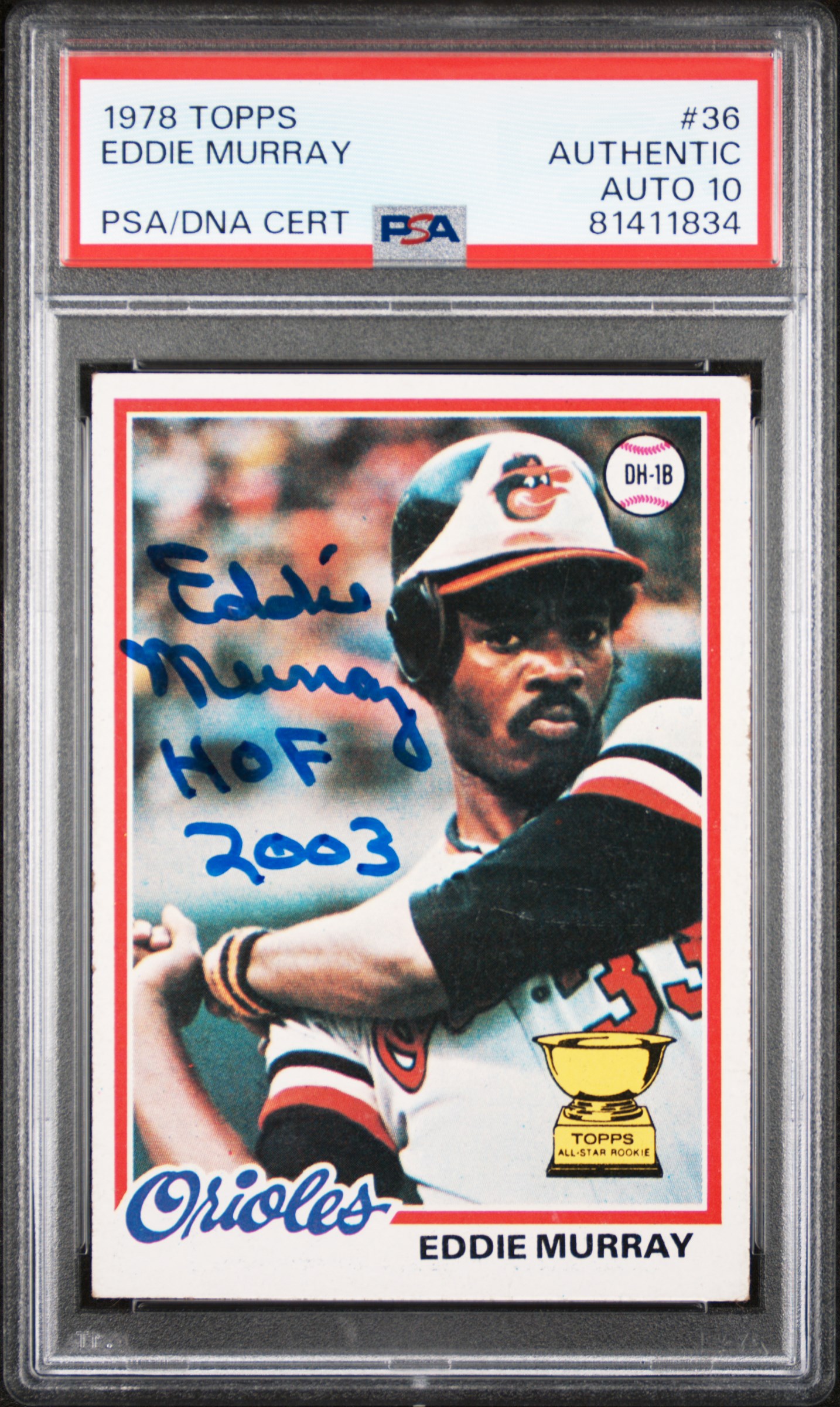 Eddie Murray 1978 Topps HOF Signed Rookie Card #36 Auto Graded PSA 10 81411834