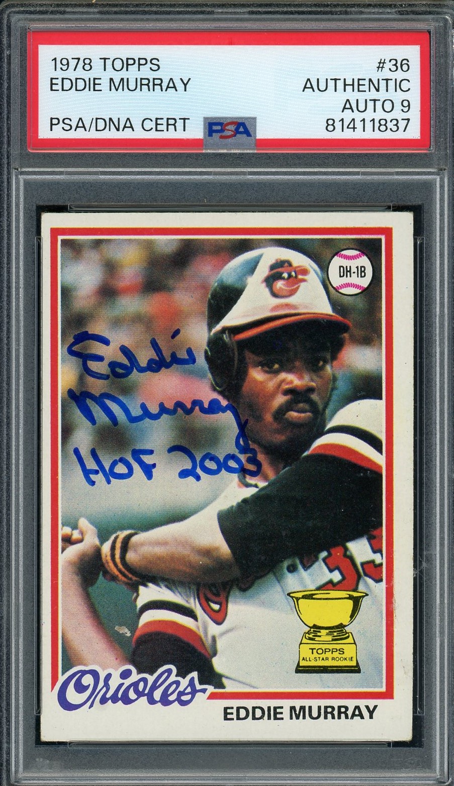 Eddie Murray 1978 Topps HOF Signed Rookie Card #36 Auto Graded PSA 10 81411837