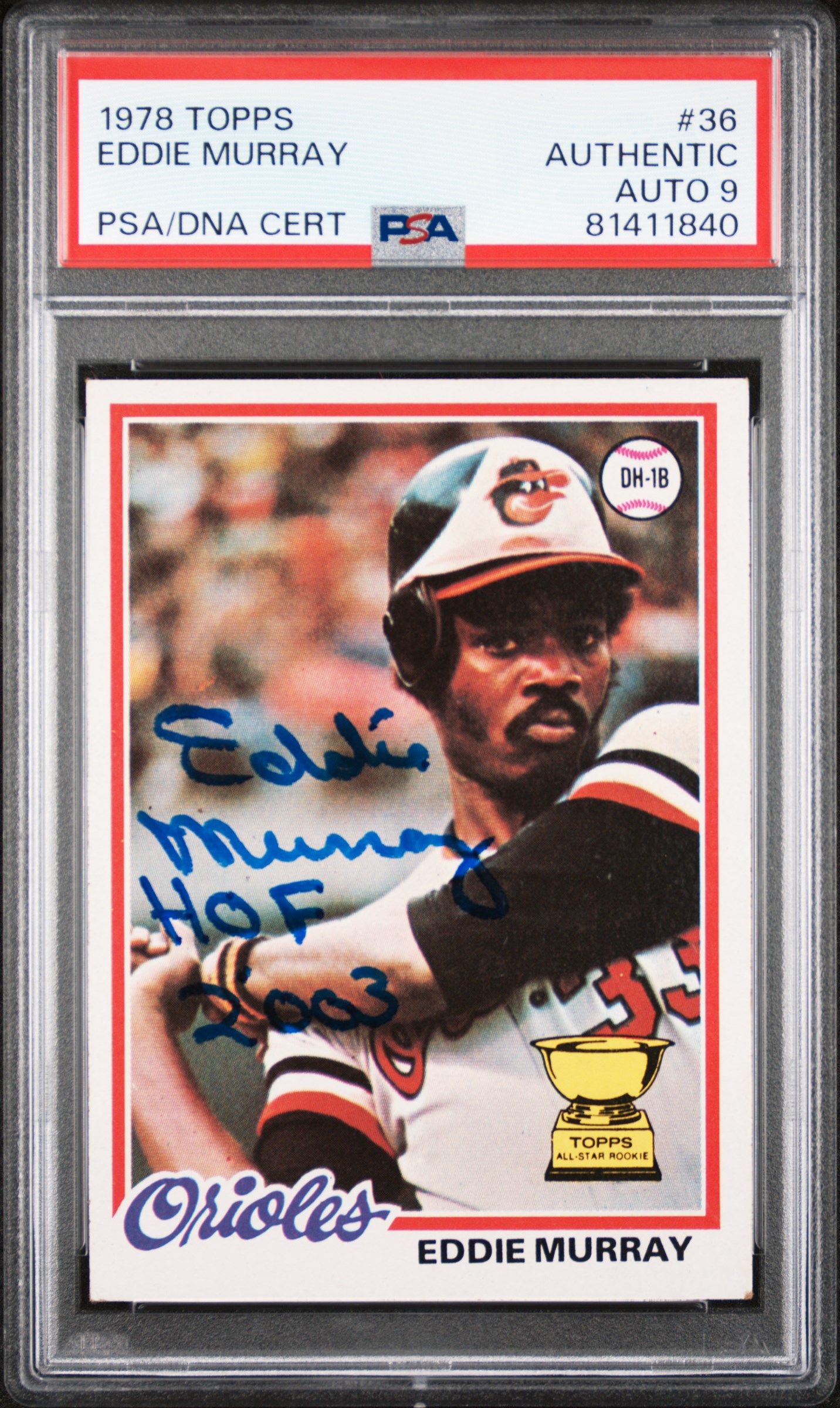 Eddie Murray 1978 Topps HOF Signed Rookie Card #36 Auto Graded PSA 9 81411840