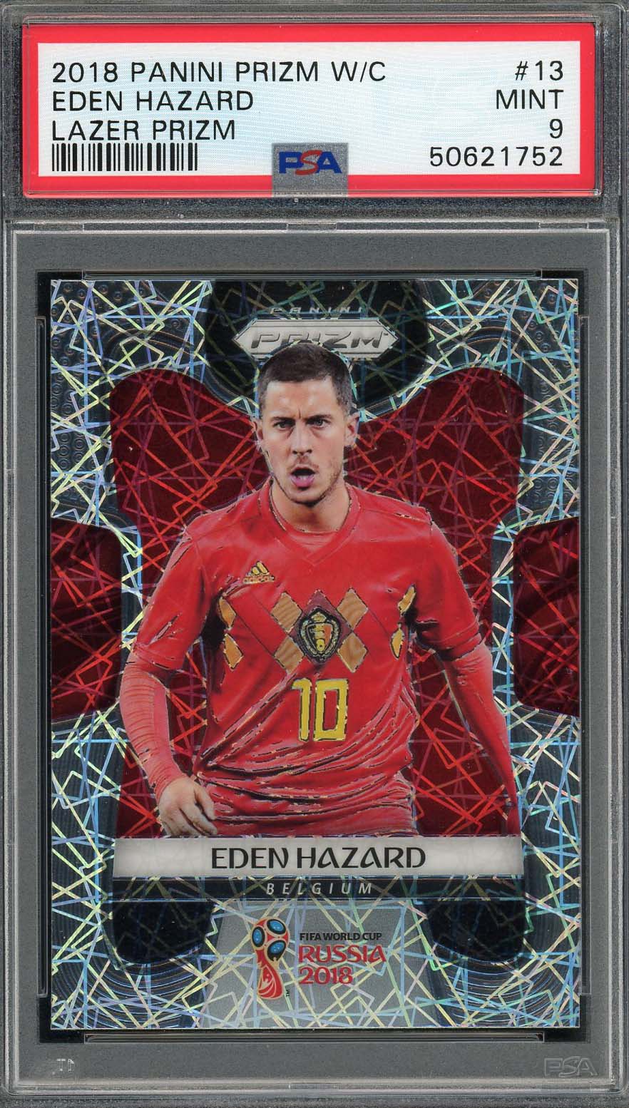 Eden Hazard 2018 Panini Prizm World Cup Lazer Prizm Card #13 PSA 9