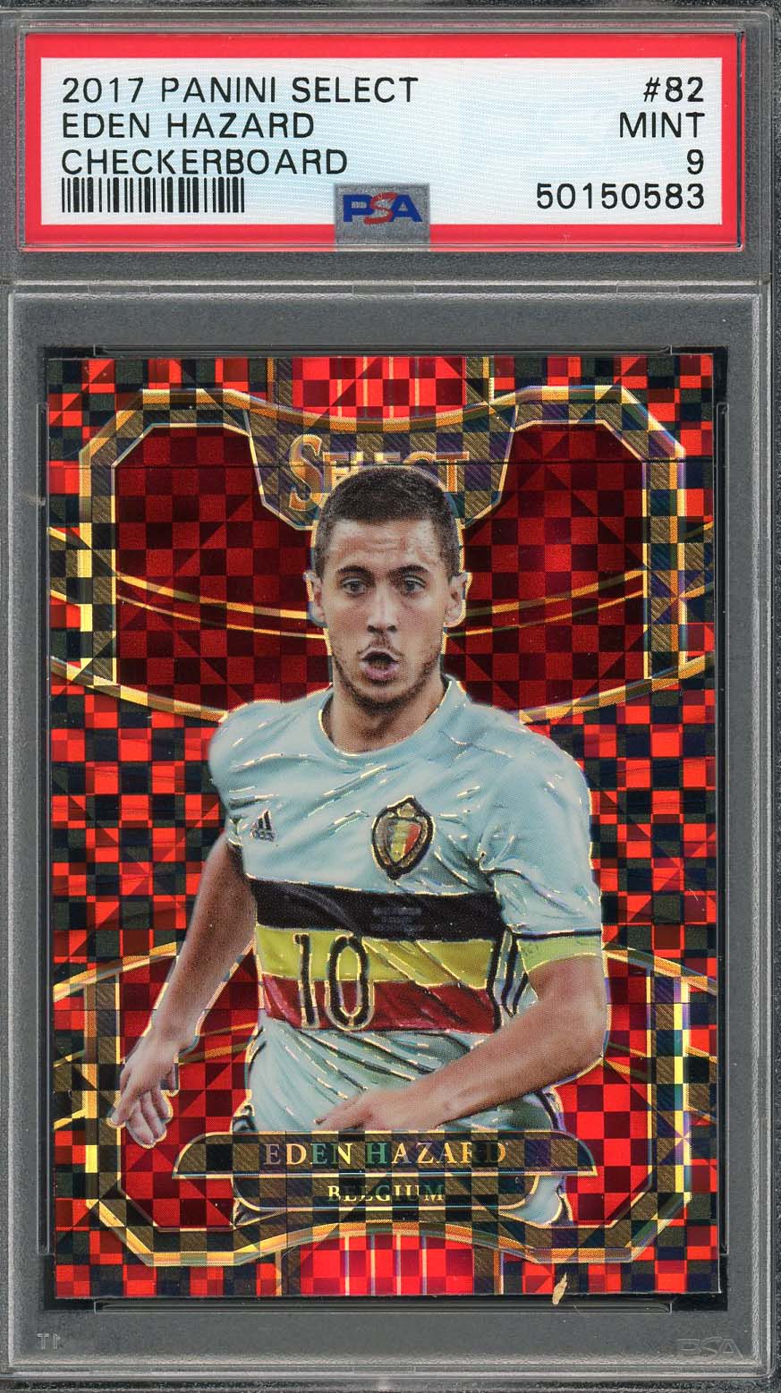 Eden Hazard 2017 Panini Select Checkerboard Soccer Card #82 PSA 9
