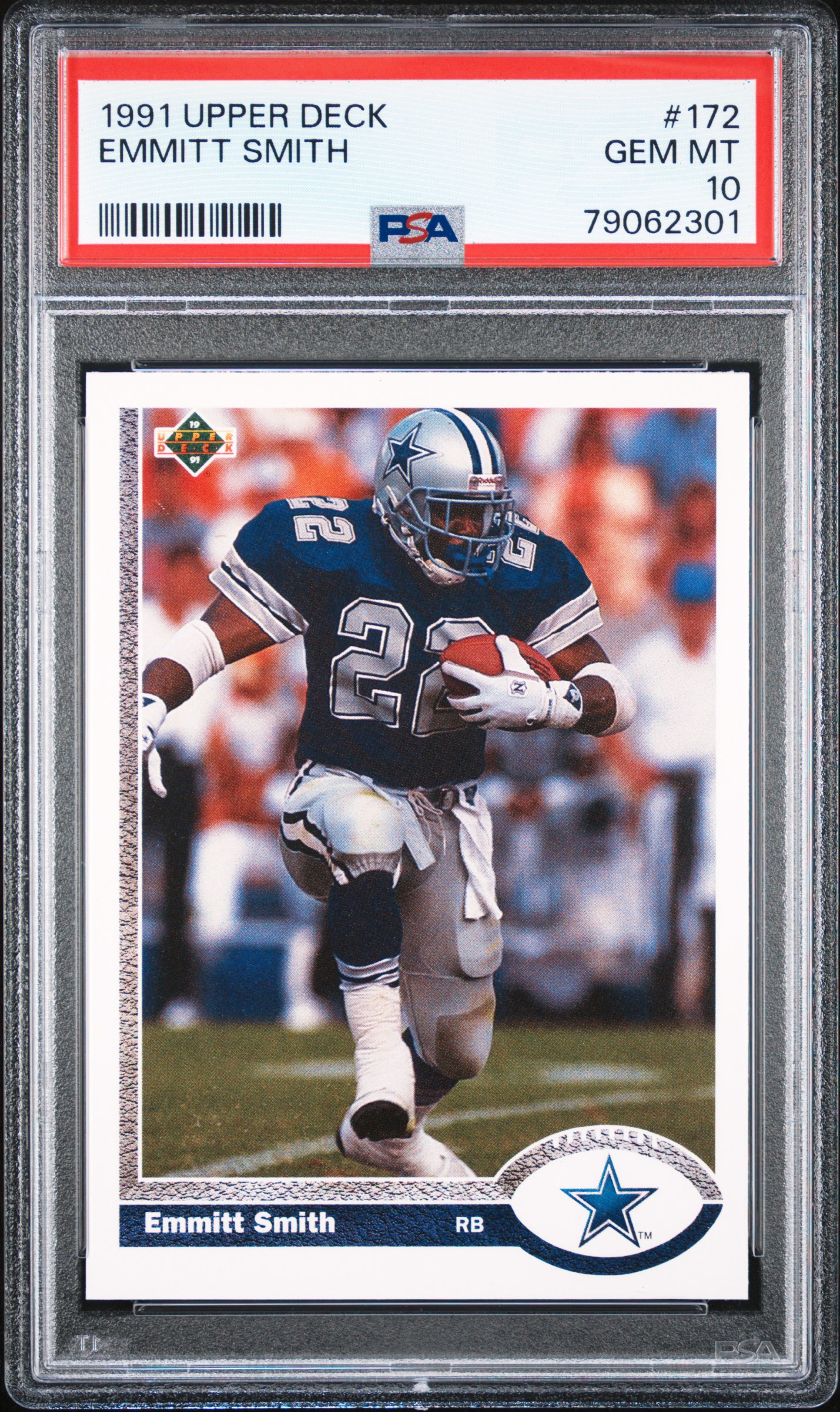 Emmitt Smith 1991 Upper Deck Football Card #172 Graded PSA 10