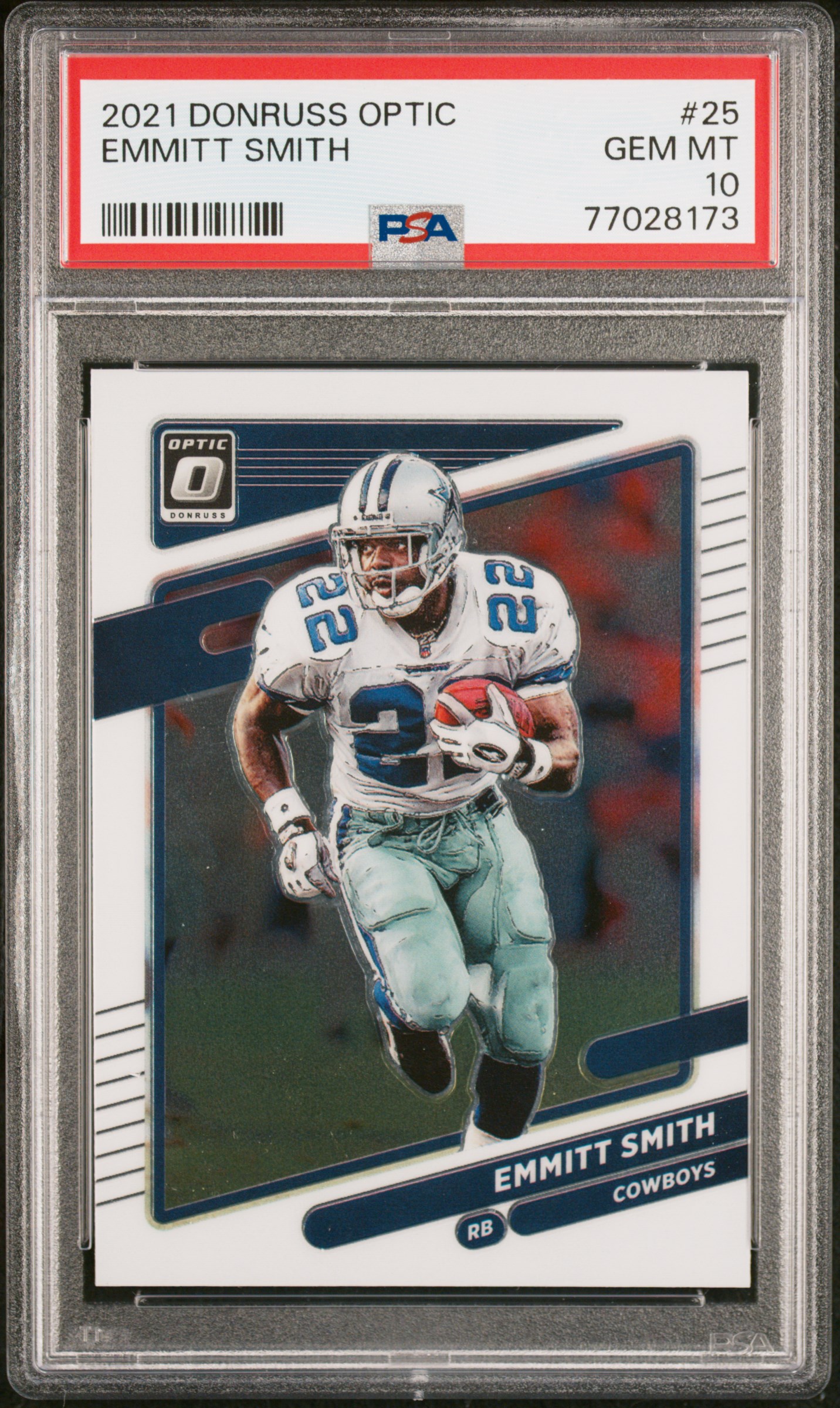 Emmitt Smith 2021 Panini Donruss Optic Football Card #25 Graded PSA 10