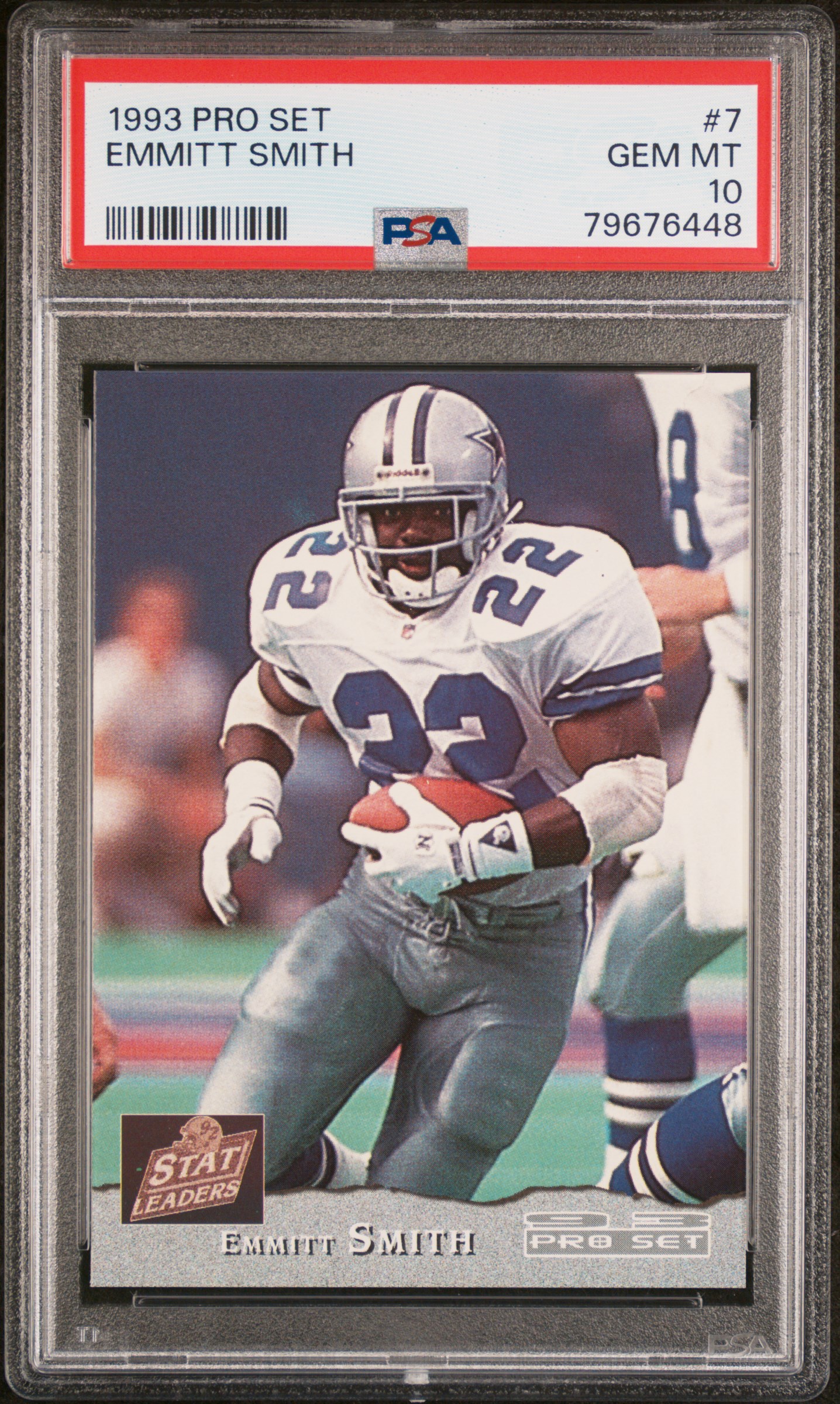 Emmitt Smith 1993 Pro Set Football Card #7 Graded PSA 10