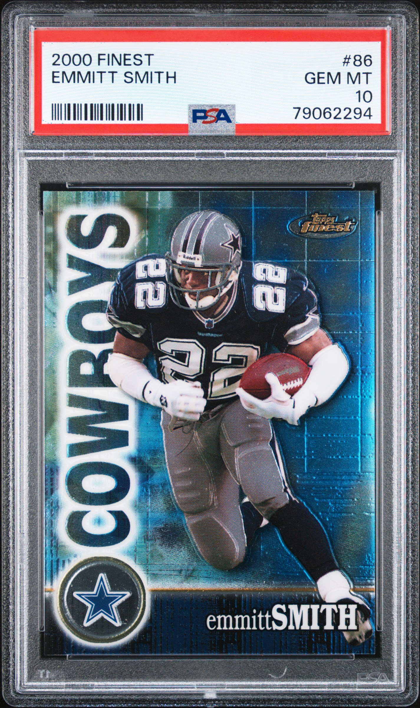 Emmitt Smith 2000 Topps Finest Football Card #86 Graded PSA 10