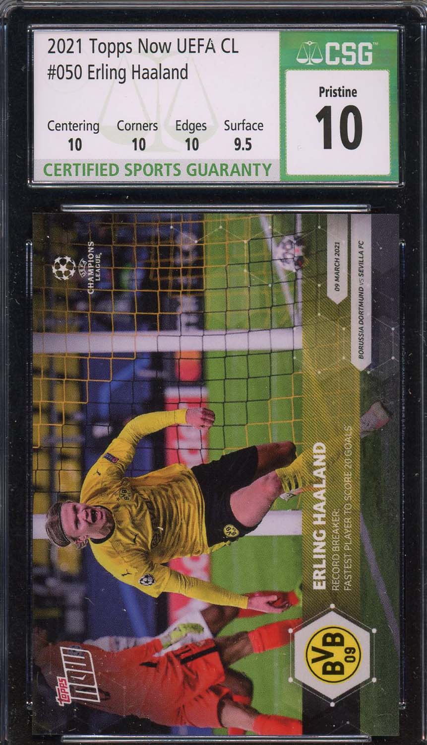 Erling Haaland 2021 Topps Now UEFA Soccer Card #050 Graded CSG 10