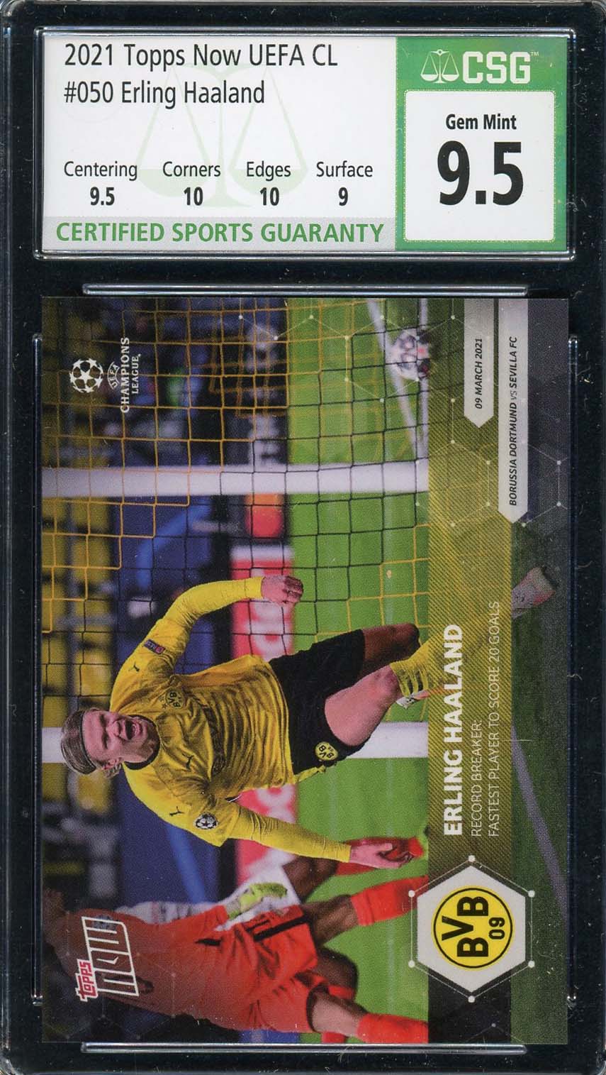 Erling Haaland 2021 Topps Now UEFA Soccer Card #050 Graded CSG 9.5