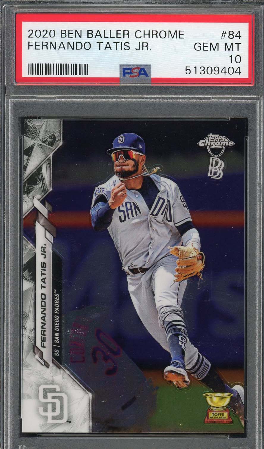 Fernando Tatis Jr 2020 Topps Chrome Ben Baller Baseball Card #84 Graded PSA 10
