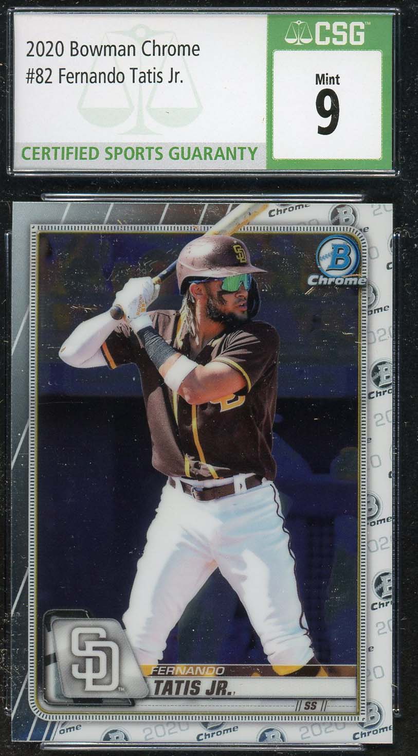 Fernando Tatis Jr 2020 Bowman Chrome Baseball Card #82 Graded CSG 9