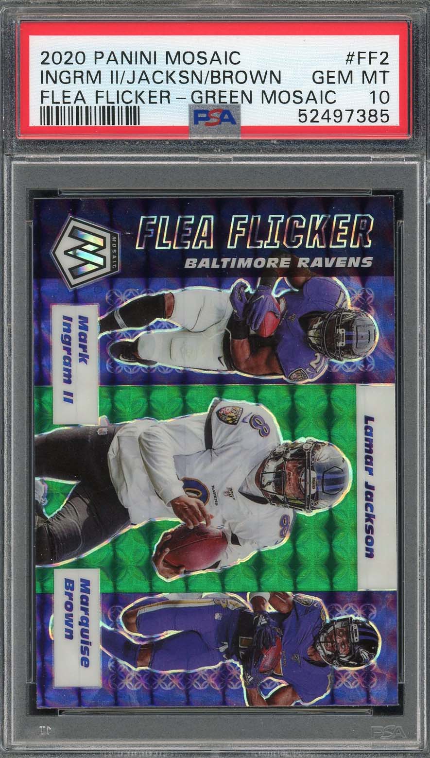 Ingram II Jackson Brown 2020 Panini Mosaic Flea Flicker Green Card #FF2 PSA 10