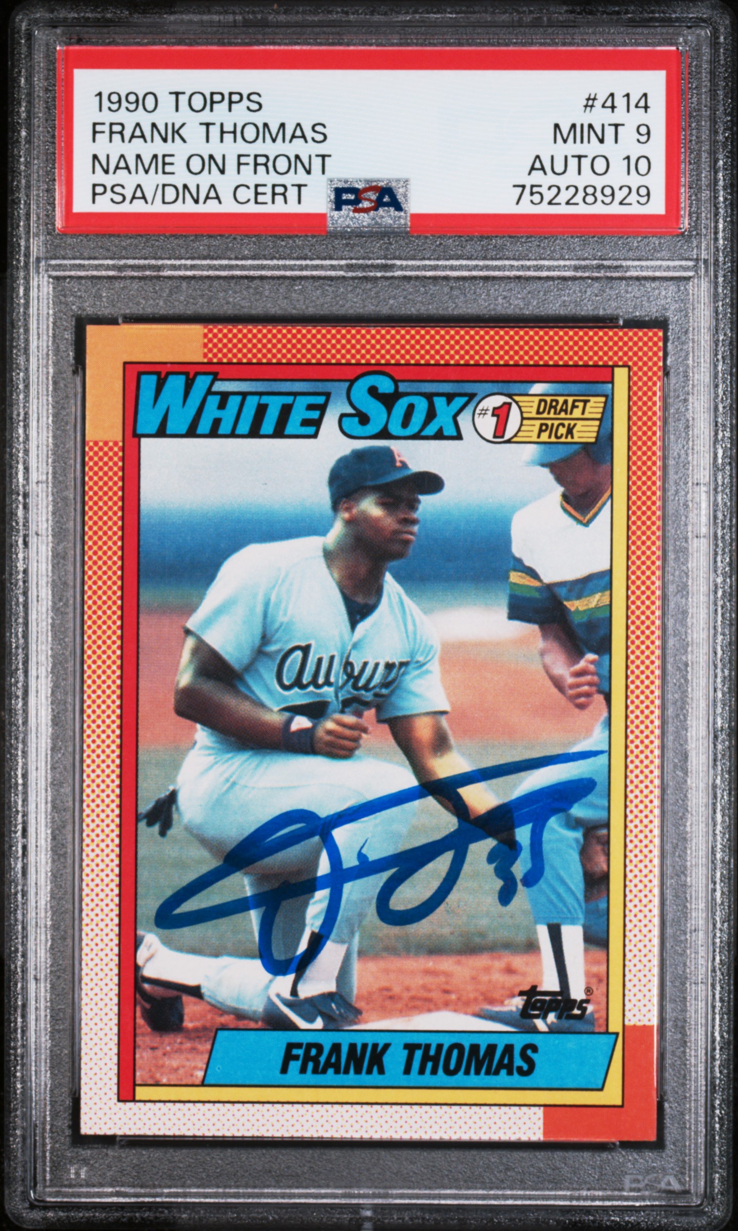 Frank Thomas 1990 Topps Signed Baseball Rookie Card #414 Auto Graded PSA 10