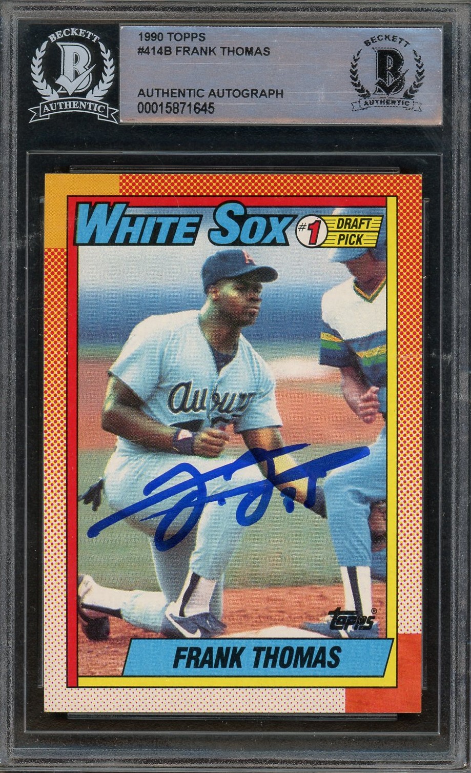 Frank Thomas 1990 Topps Signed Baseball Rookie Card #414 Auto Beckett