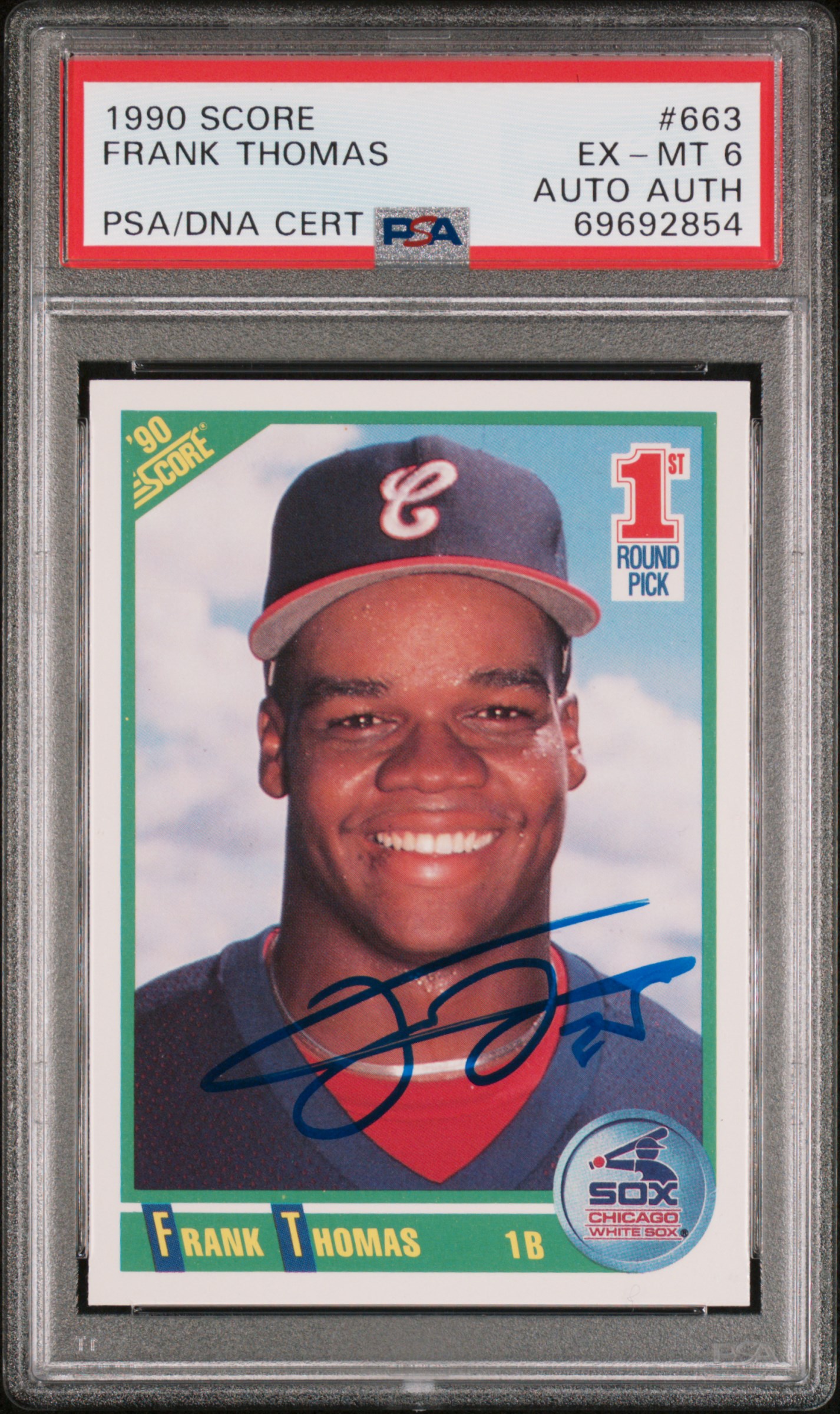 Frank Thomas Score Signed Baseball Rookie Card #663 Auto Graded PSA 6 69692854