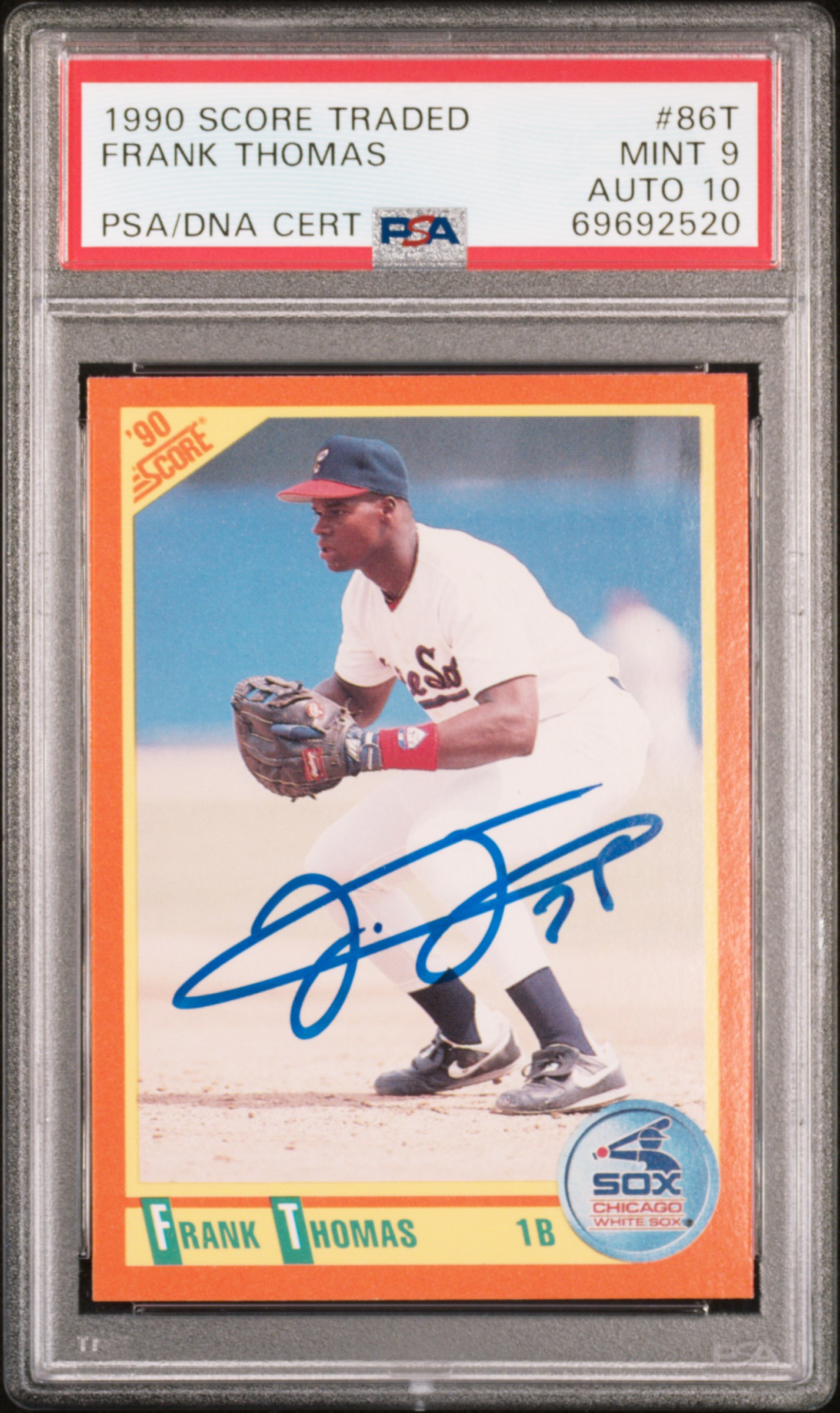 Frank Thomas 1990 Score Traded Signed Rookie Card #86T Auto Graded PSA 10