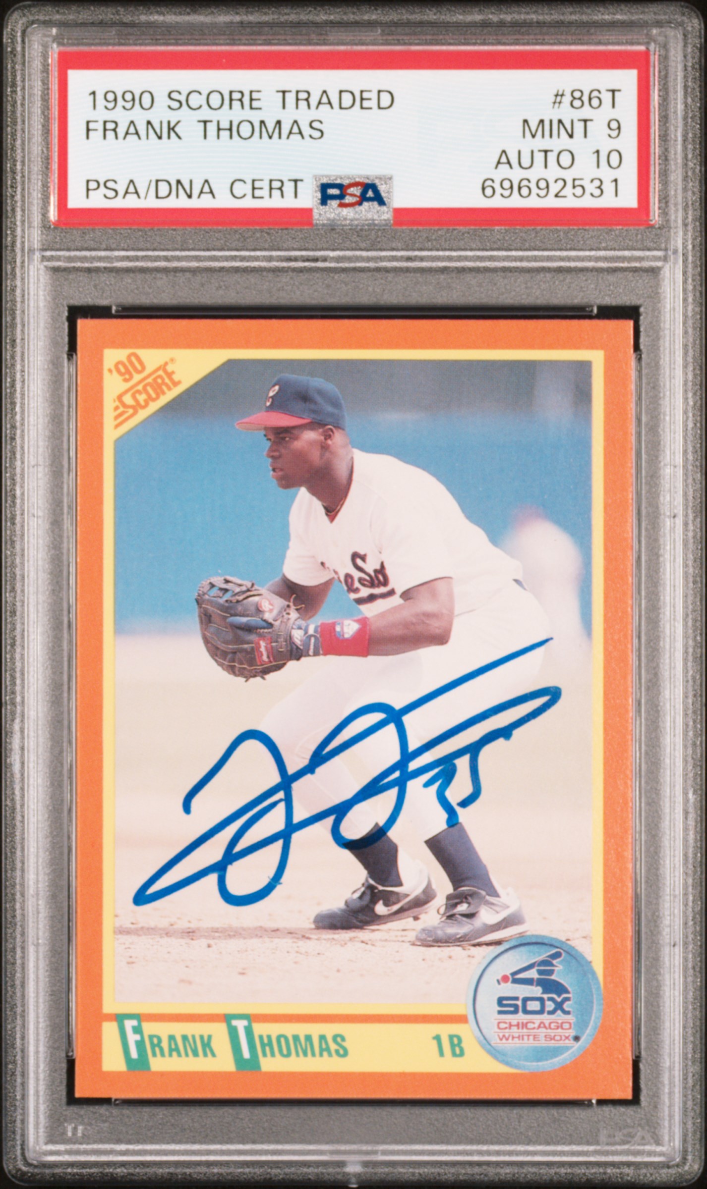 Frank Thomas Score Traded Signed Rookie Card #86T Auto Graded PSA 10 69692531