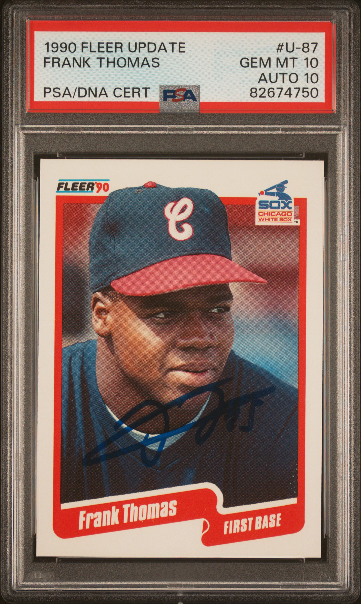 Frank Thomas 1990 Fleer Update Signed Rookie Card #U-87 Auto Graded PSA 10 74750