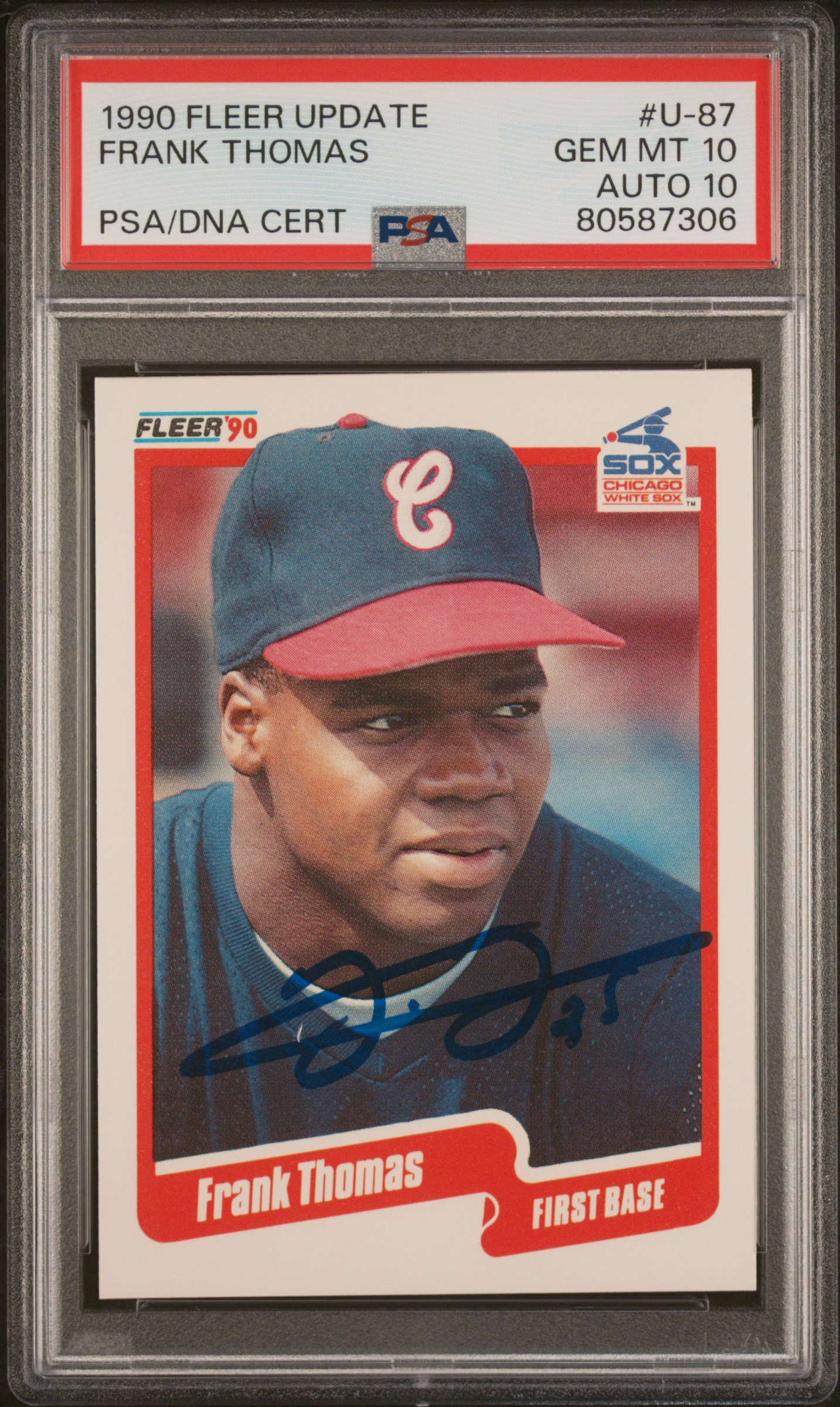 Frank Thomas 1990 Fleer Update Signed Rookie Card #U-87 Auto Graded PSA 10 7306