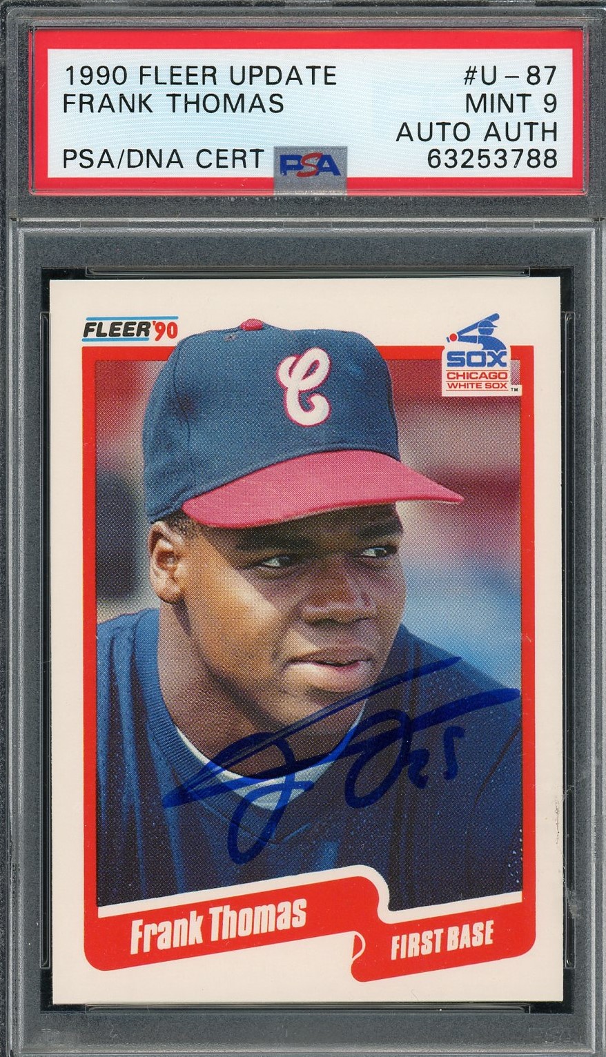 Frank Thomas 1990 Fleer Update Signed Rookie Card #U-87 Auto Graded PSA 9 253788