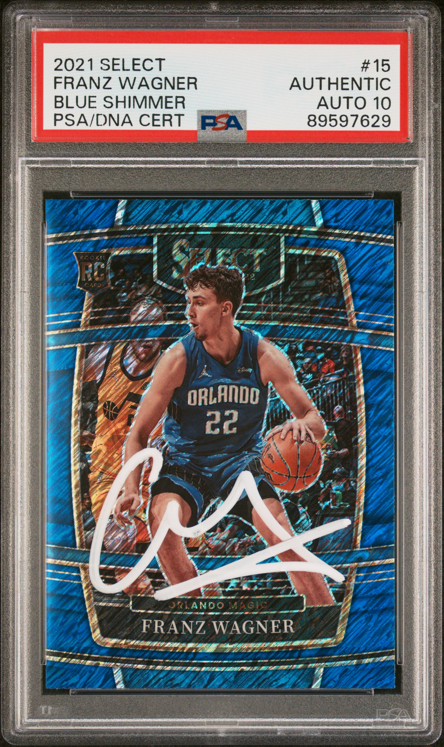 Franz Wagner 2021 Select Blue Shimmer Signed Rookie Card #15 Auto PSA 10 9597629