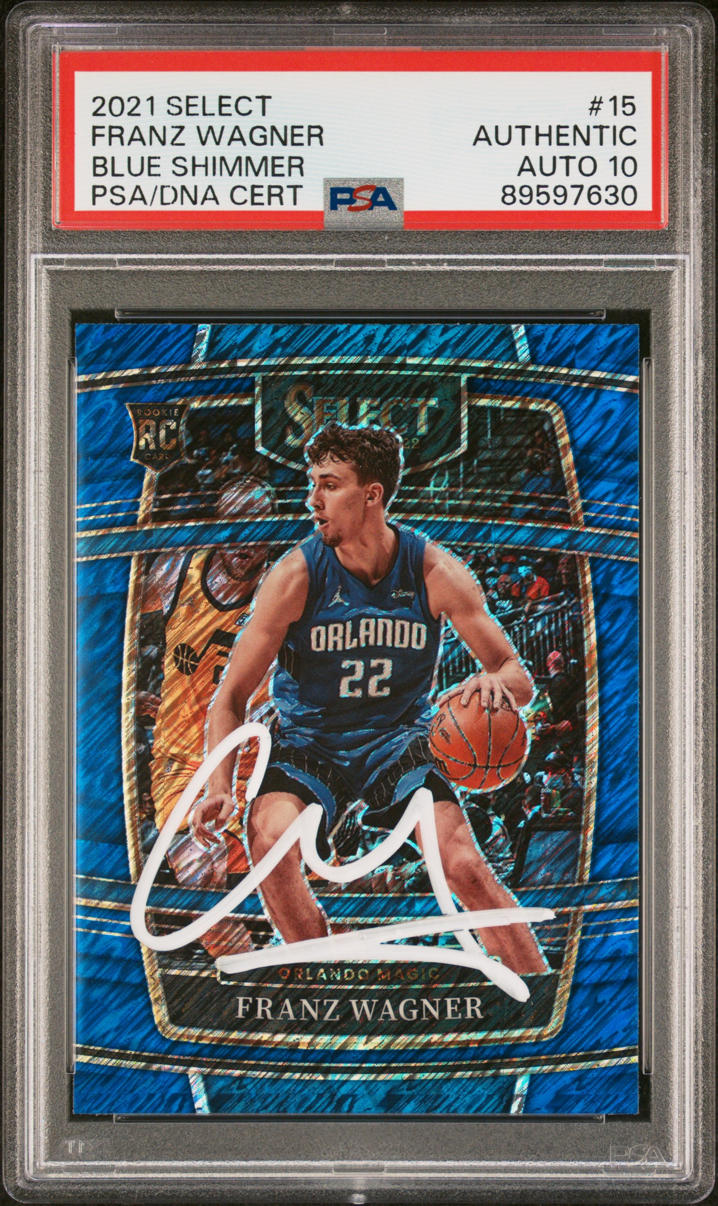 Franz Wagner 2021 Select Blue Shimmer Signed Rookie Card #15 Auto PSA 10 9597630