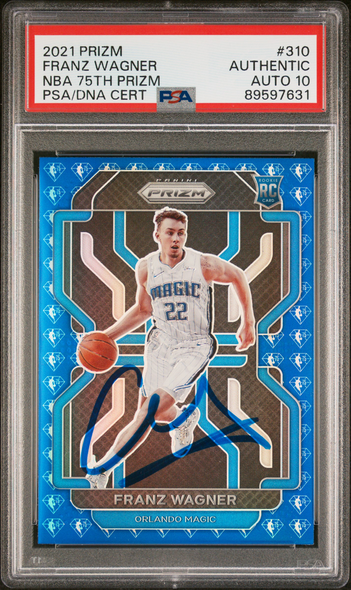 Franz Wagner 2021 Panini Prizm NBA 75th Signed Rookie Card #310 Auto PSA 10