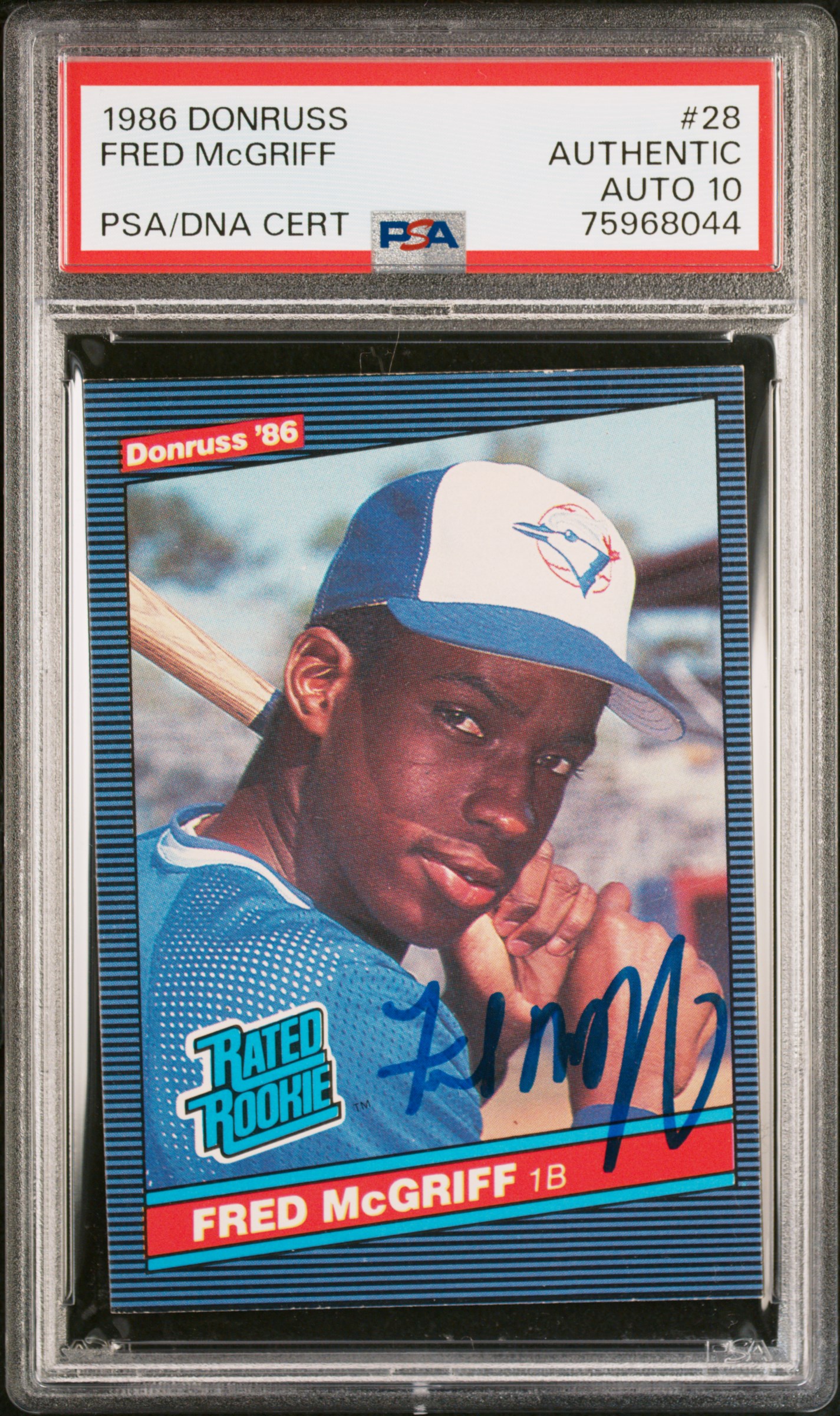 Fred McGriff 1986 Donruss Signed Rookie Card #28 Auto Graded PSA 10 75968044