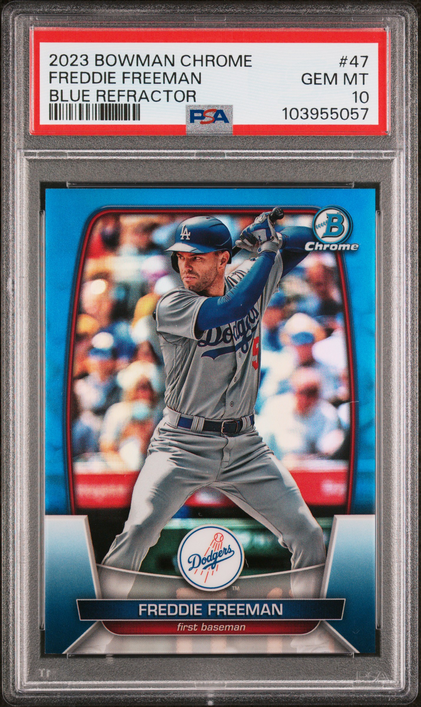 Freddie Freeman 2023 Bowman Chrome Blue Refractor Card #47 Graded PSA 10 25/150