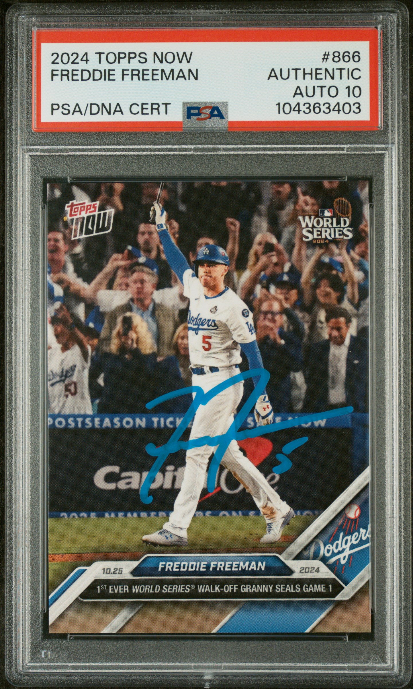 Freddie Freeman 2024 Topps Now Grand Slam Card #866 Auto Graded PSA 10 104363403