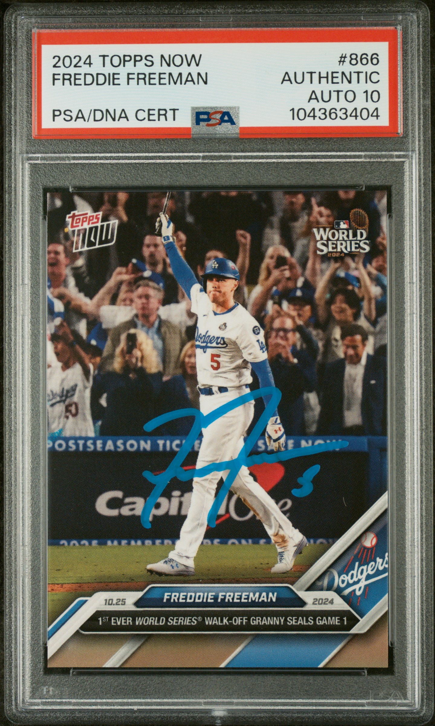 Freddie Freeman 2024 Topps Now Grand Slam Card #866 Auto Graded PSA 10 104363404