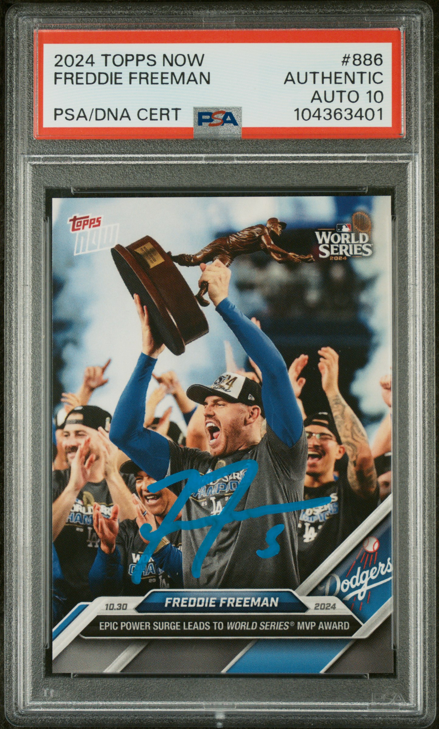 Freddie Freeman 2024 Topps Now MVP Signed Card #886 Auto Graded PSA 10 104363401