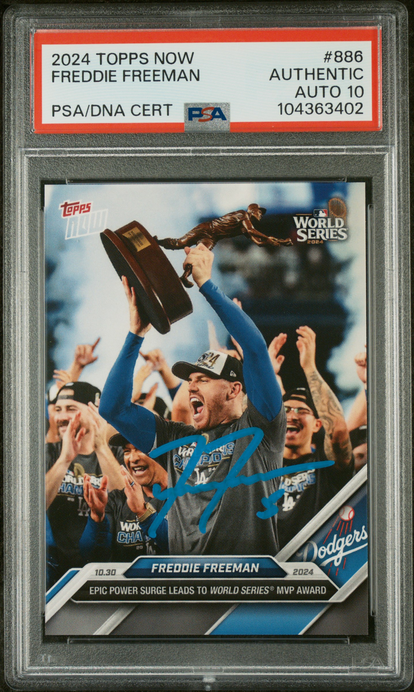 Freddie Freeman 2024 Topps Now MVP Signed Card #886 Auto Graded PSA 10 104363402