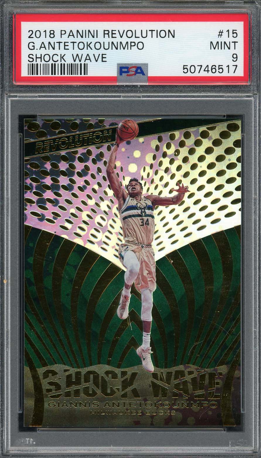 Giannis Antetokounmpo 2018 Panini Revolution Shock Wave Card #15 PSA 9