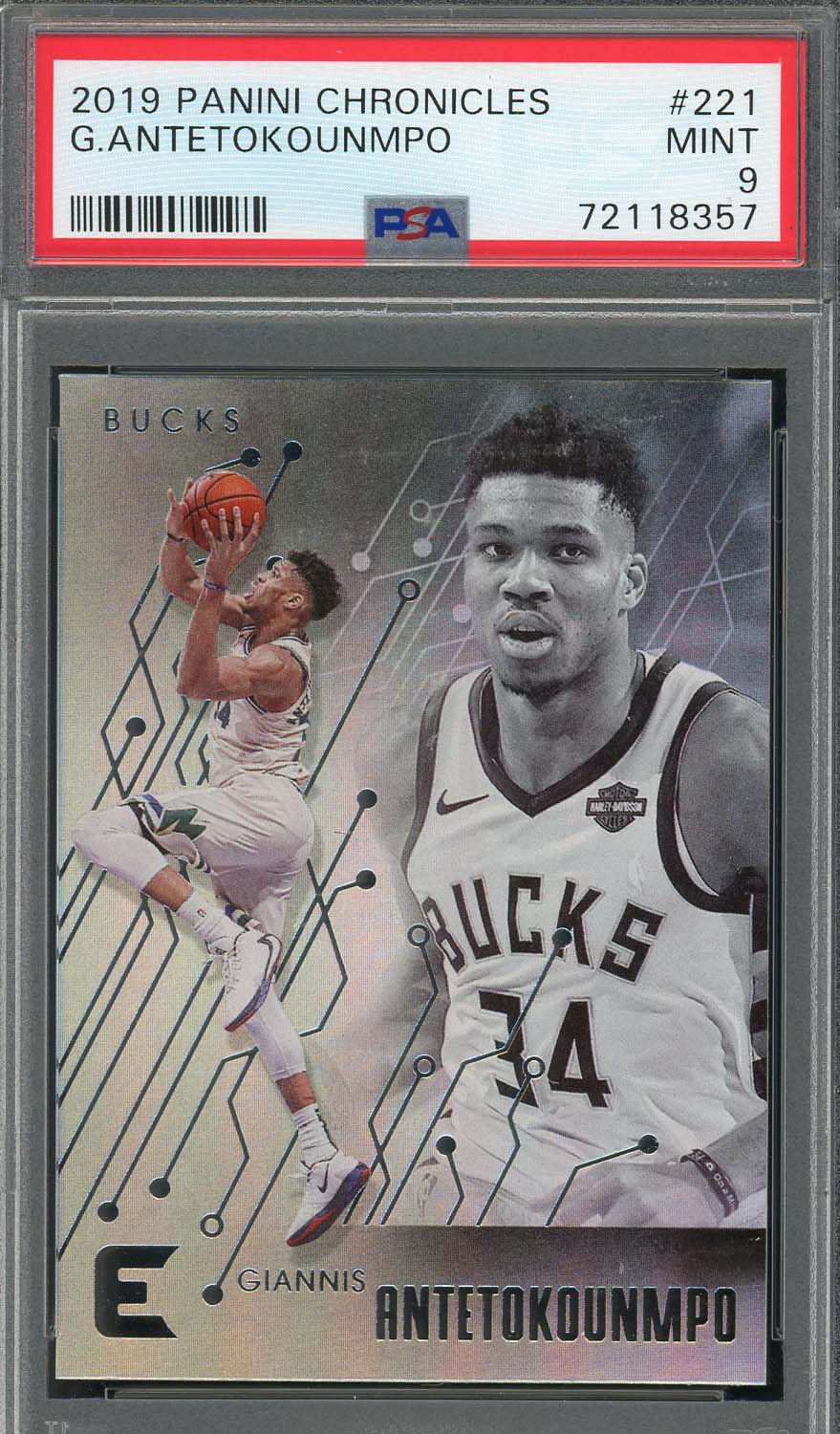 Giannis Antetokounmpo 2019 Panini Chronicles Basketball Card #221 Graded PSA 9