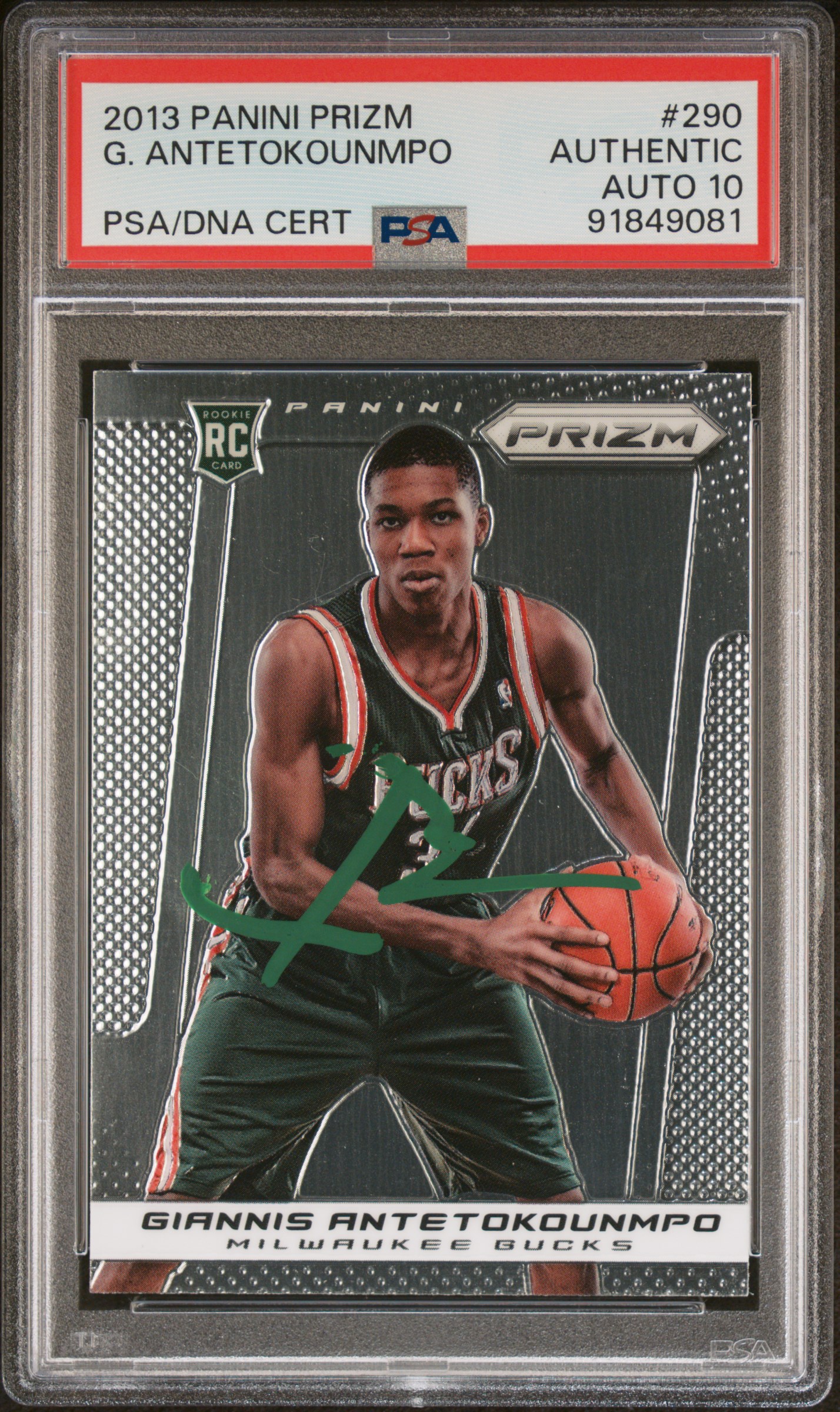 Giannis Antetokounmpo 2013 Panini Prizm Signed Rookie Card #290 Auto PSA 10 9081