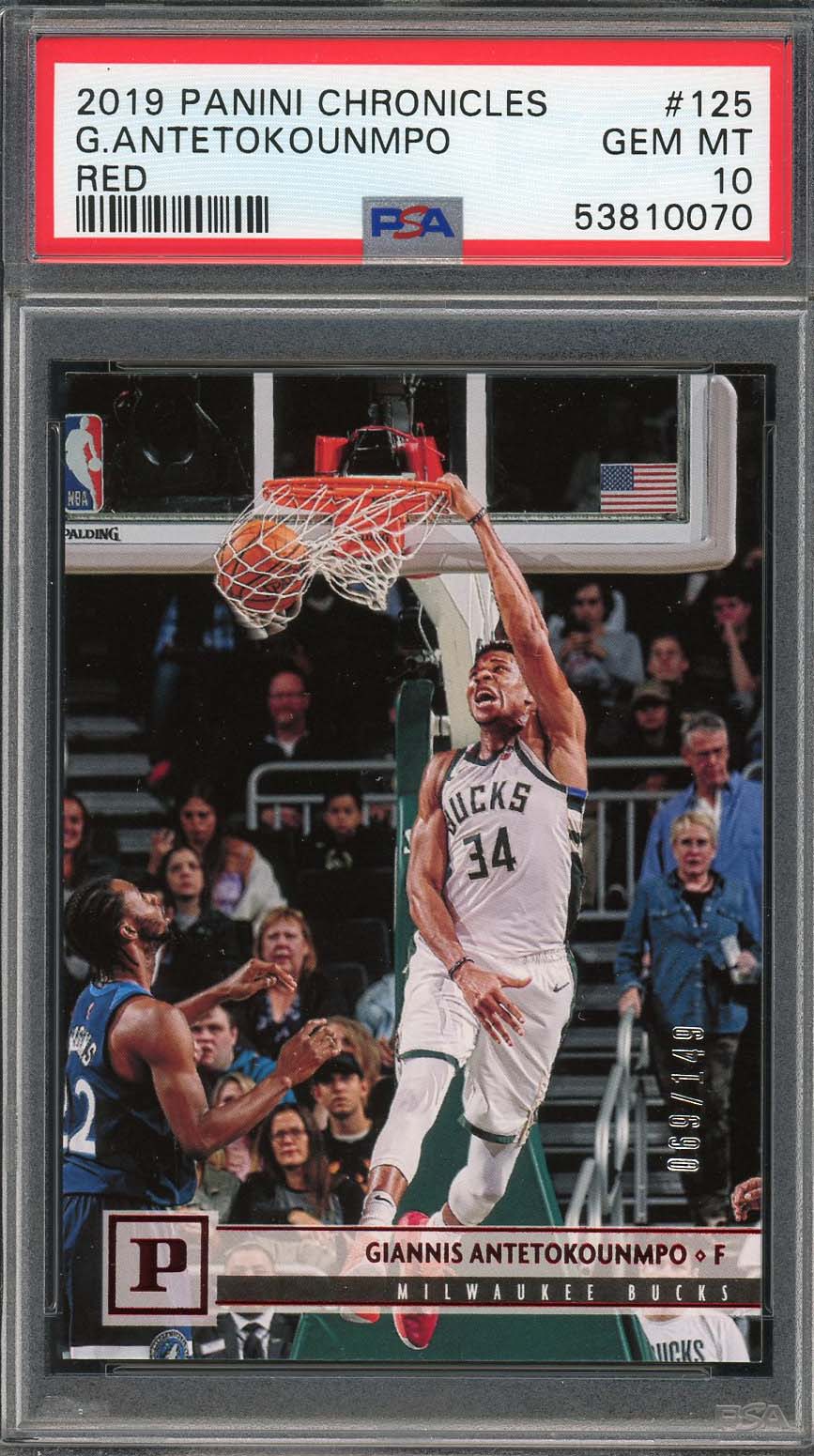 Giannis Antetokounmpo 2019 Panini Chronicles Red Basketball Card #125 PSA 10
