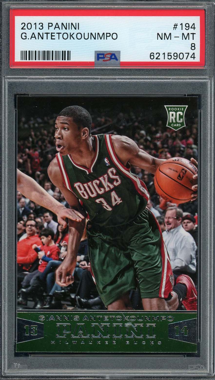 Giannis Antetokounmpo 2013 Panini Basketball Rookie Card #194 Graded PSA 8
