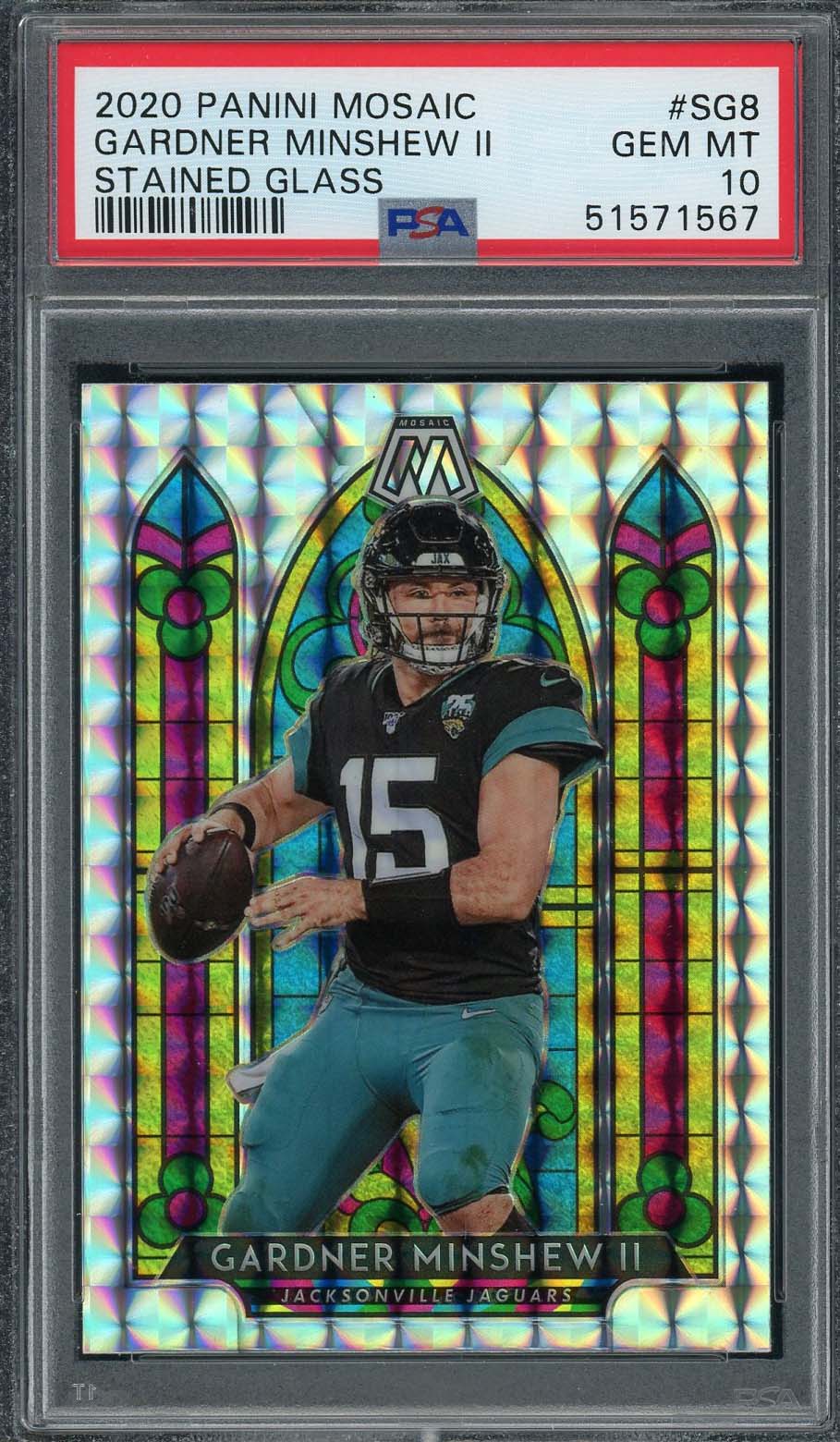 Gardner Minshew 2020 Panini Mosaic Stained Glass Football Card #SG8 PSA 10